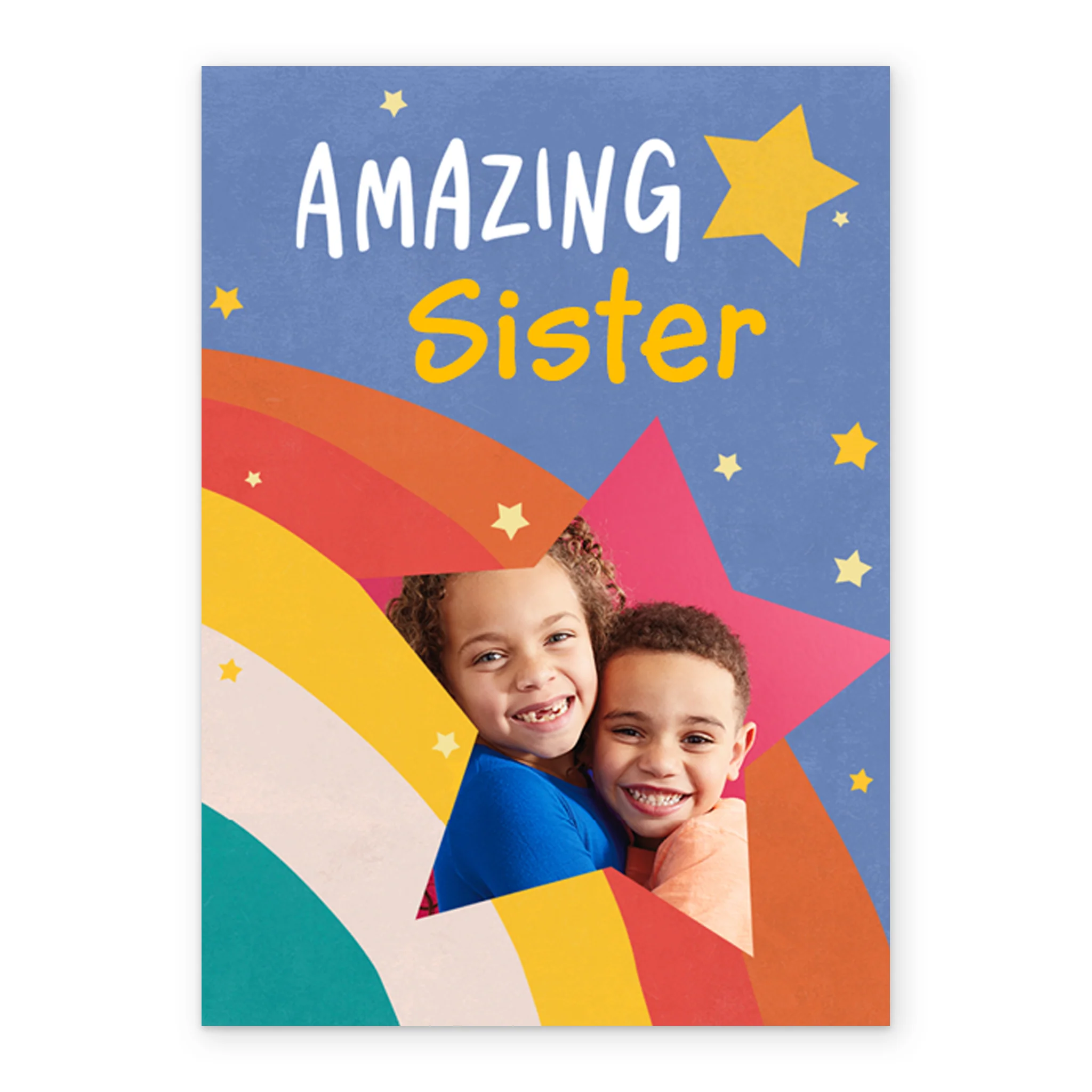 Personalised Star Rainbow Photo Card For Sister - Image 2