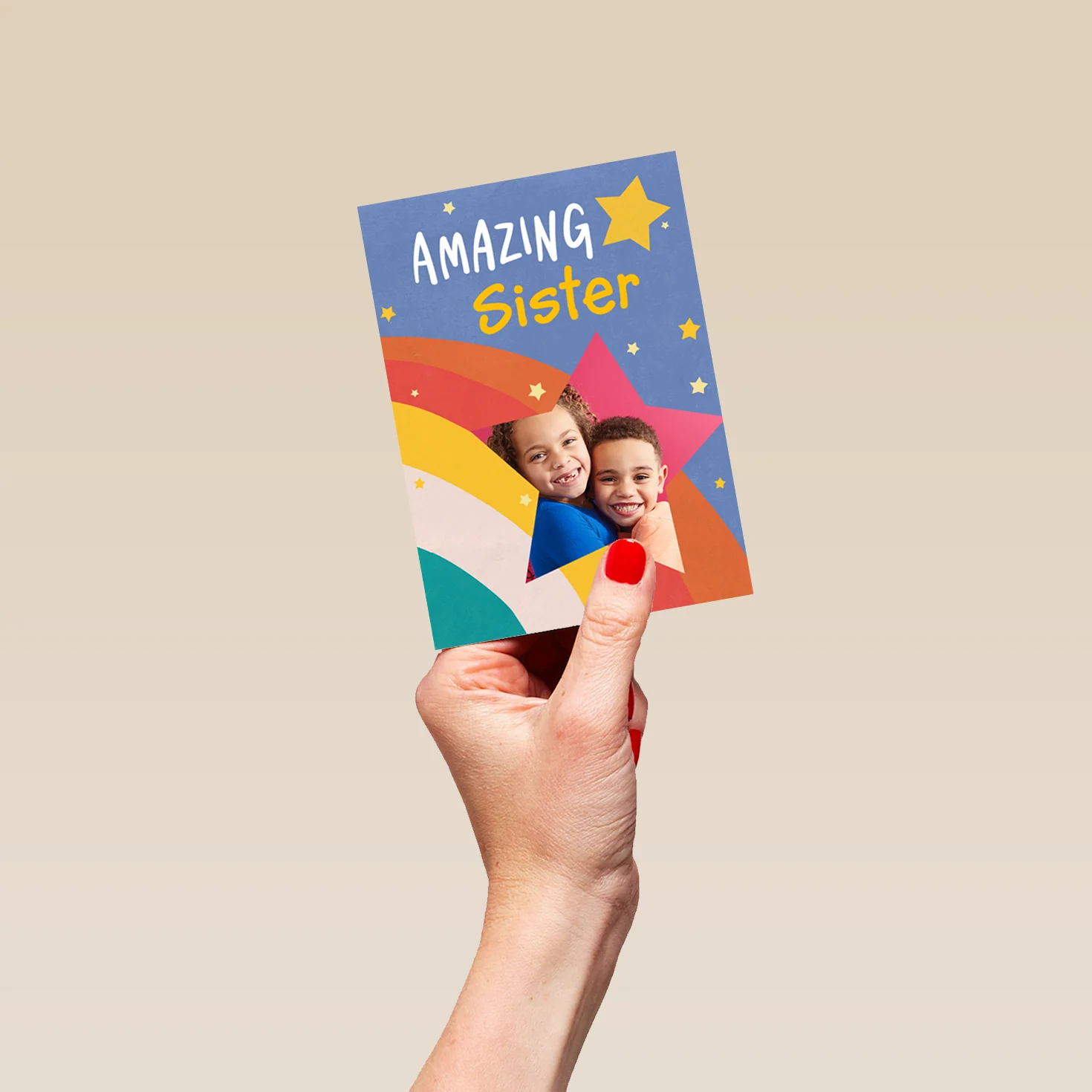 Personalised Star Rainbow Photo Card For Sister - Image 4