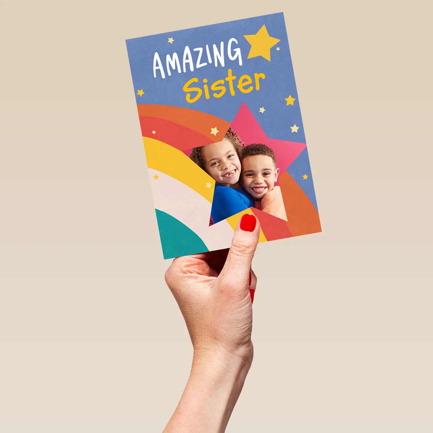 Personalised Star Rainbow Photo Card For Sister - Image 5