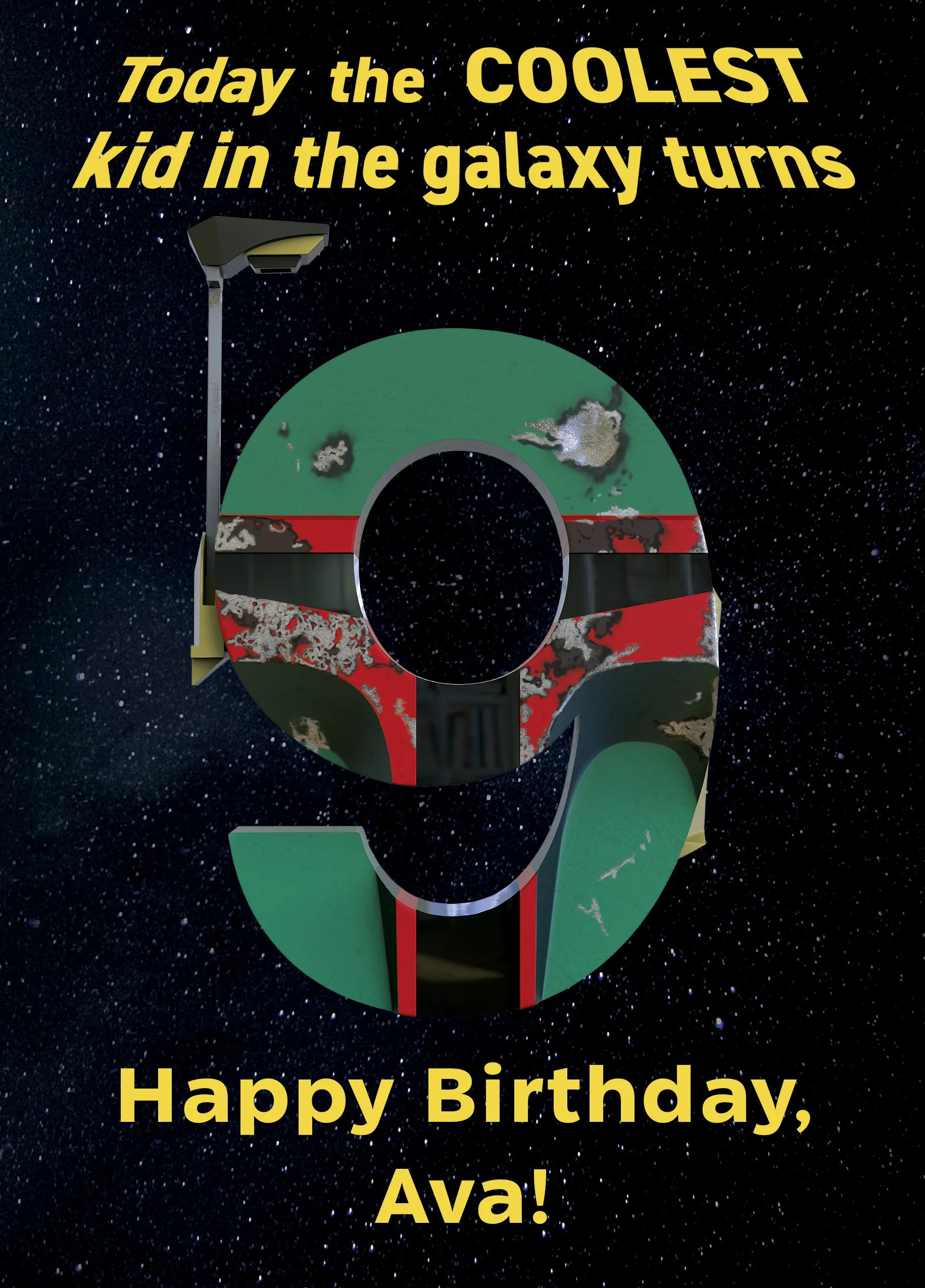 Personalised Star Wars™ Boba Fett 9th Birthday Card