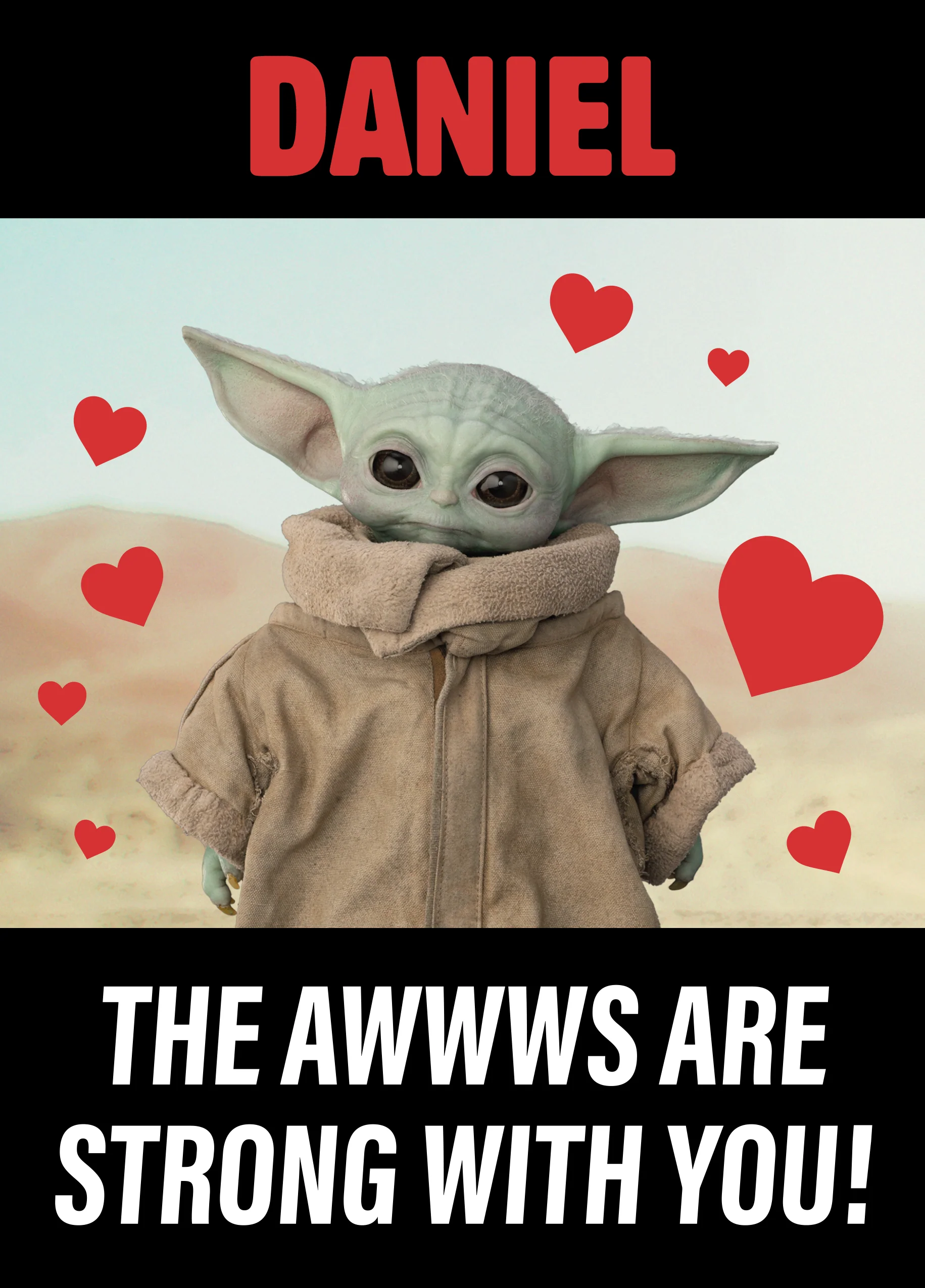 Personalised Star Wars™ The Mandalorian™ Grogu Love Hearts Valentine's Day Card