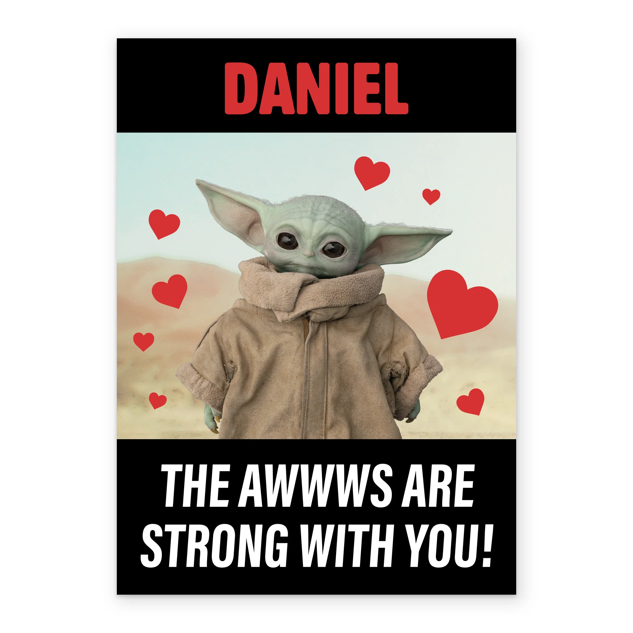 Personalised Star Wars™ The Mandalorian™ Grogu Love Hearts Valentine's Day Card - Image 2