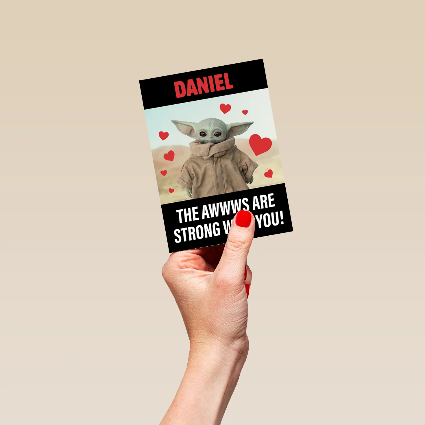 Personalised Star Wars™ The Mandalorian™ Grogu Love Hearts Valentine's Day Card - Image 4