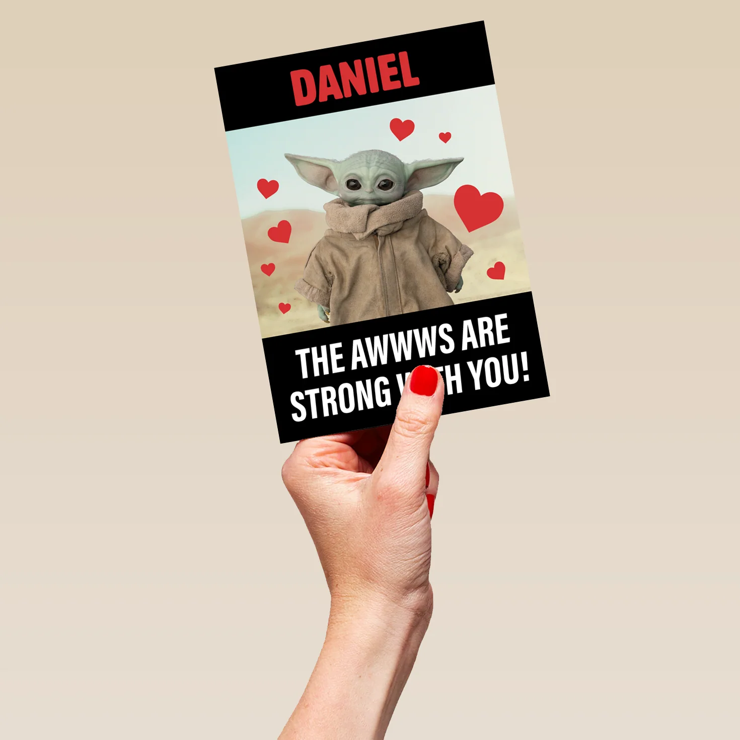 Personalised Star Wars™ The Mandalorian™ Grogu Love Hearts Valentine's Day Card - Image 5