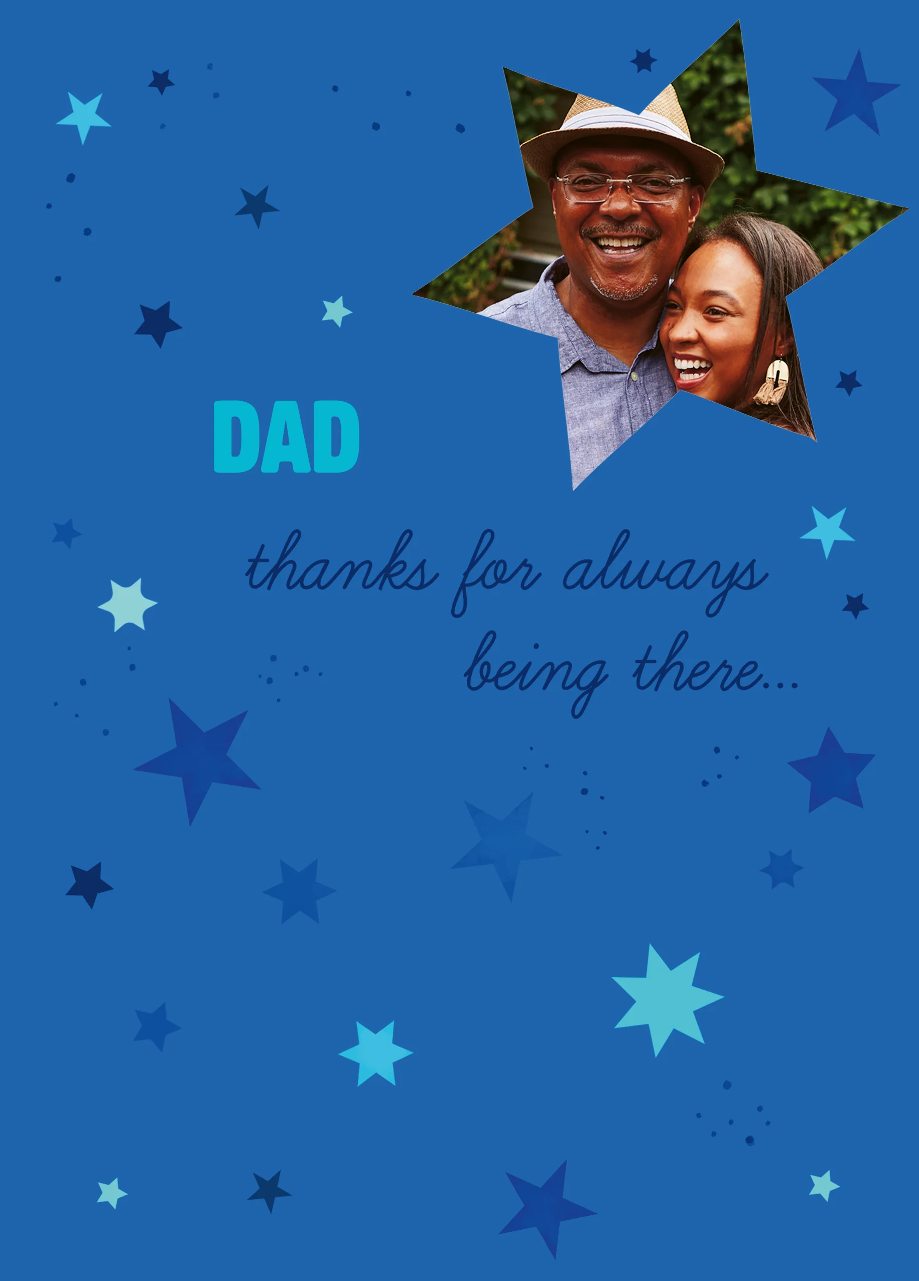 Personalised Stars Always Being There Mother's Day Photo Upload Card For Dad