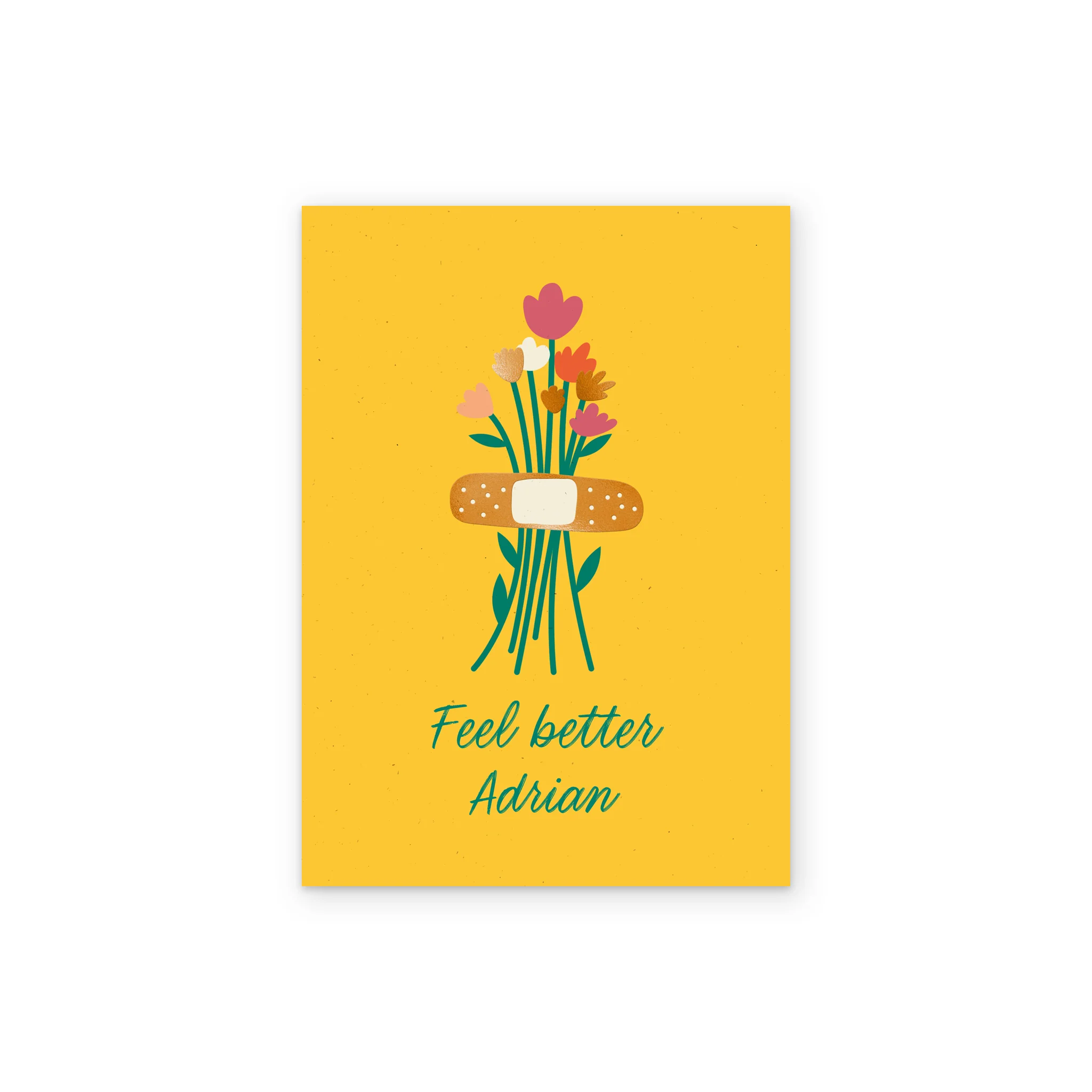 Personalised Sticking Plaster & Flowers Get Well Soon Card - Image 2