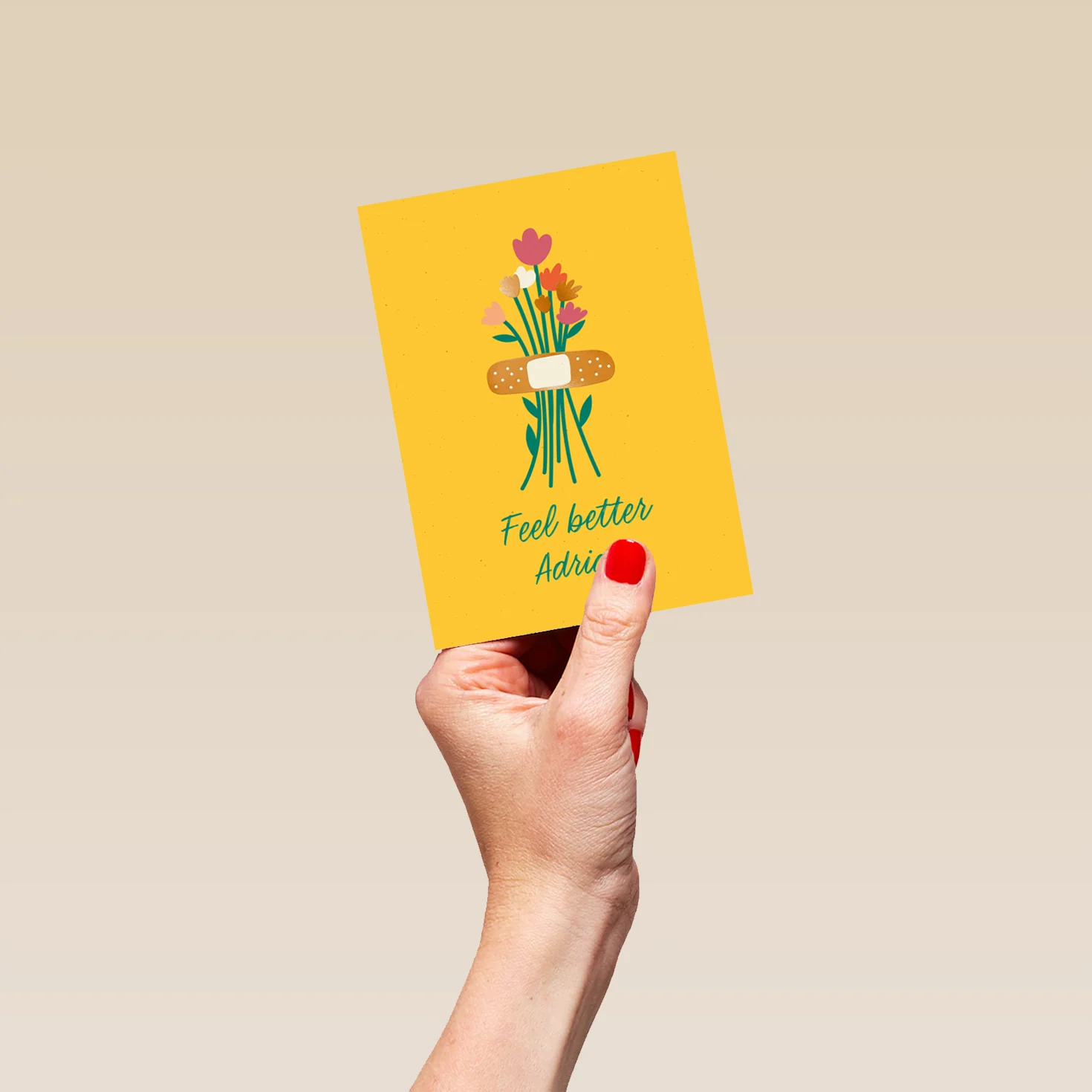 Personalised Sticking Plaster & Flowers Get Well Soon Card - Image 4