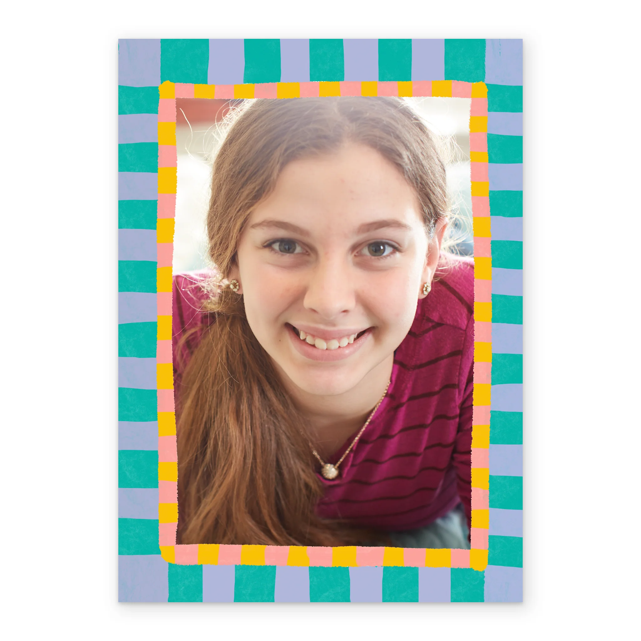 Personalised 'Stripe Frame' Photo Upload Birthday Card For Kids - Image 2