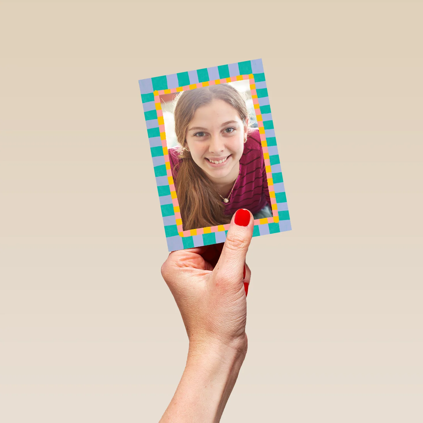 Personalised 'Stripe Frame' Photo Upload Birthday Card For Kids - Image 4