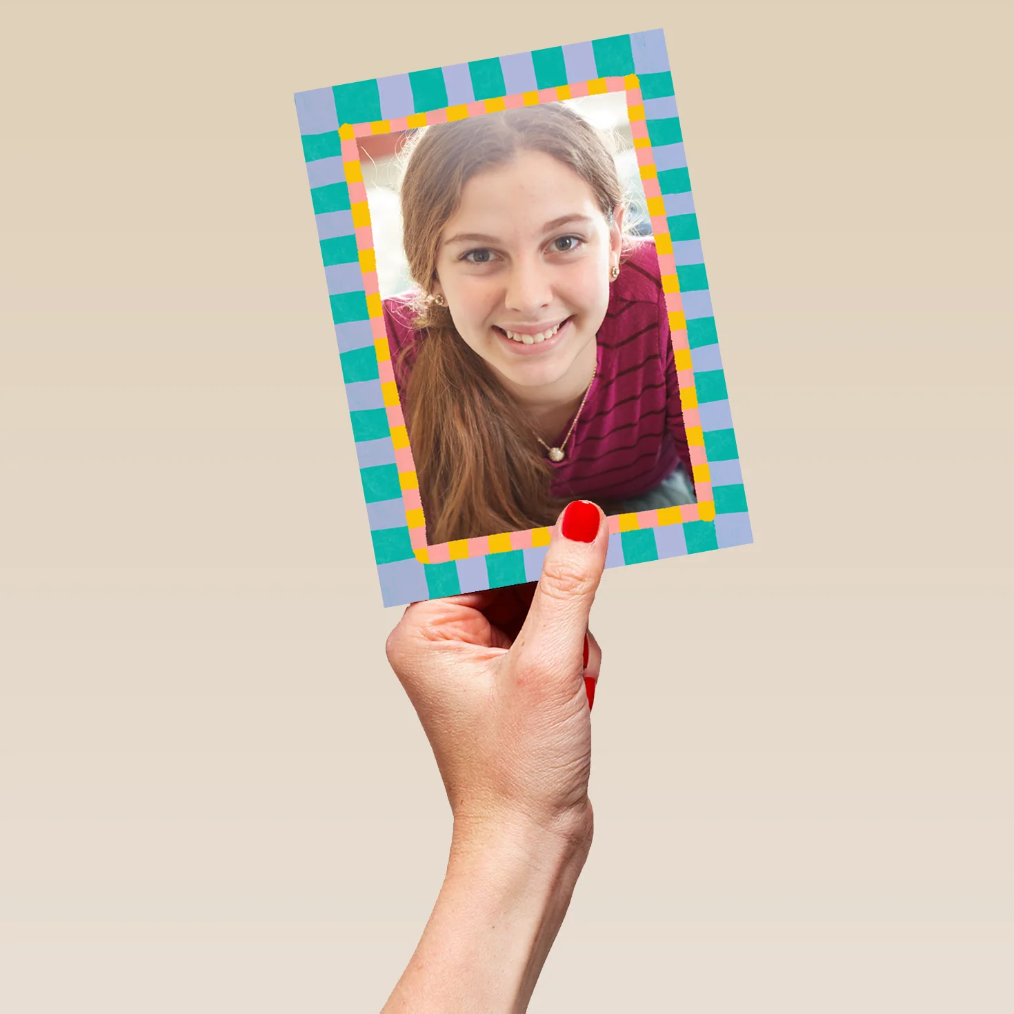 Personalised 'Stripe Frame' Photo Upload Birthday Card For Kids - Image 5