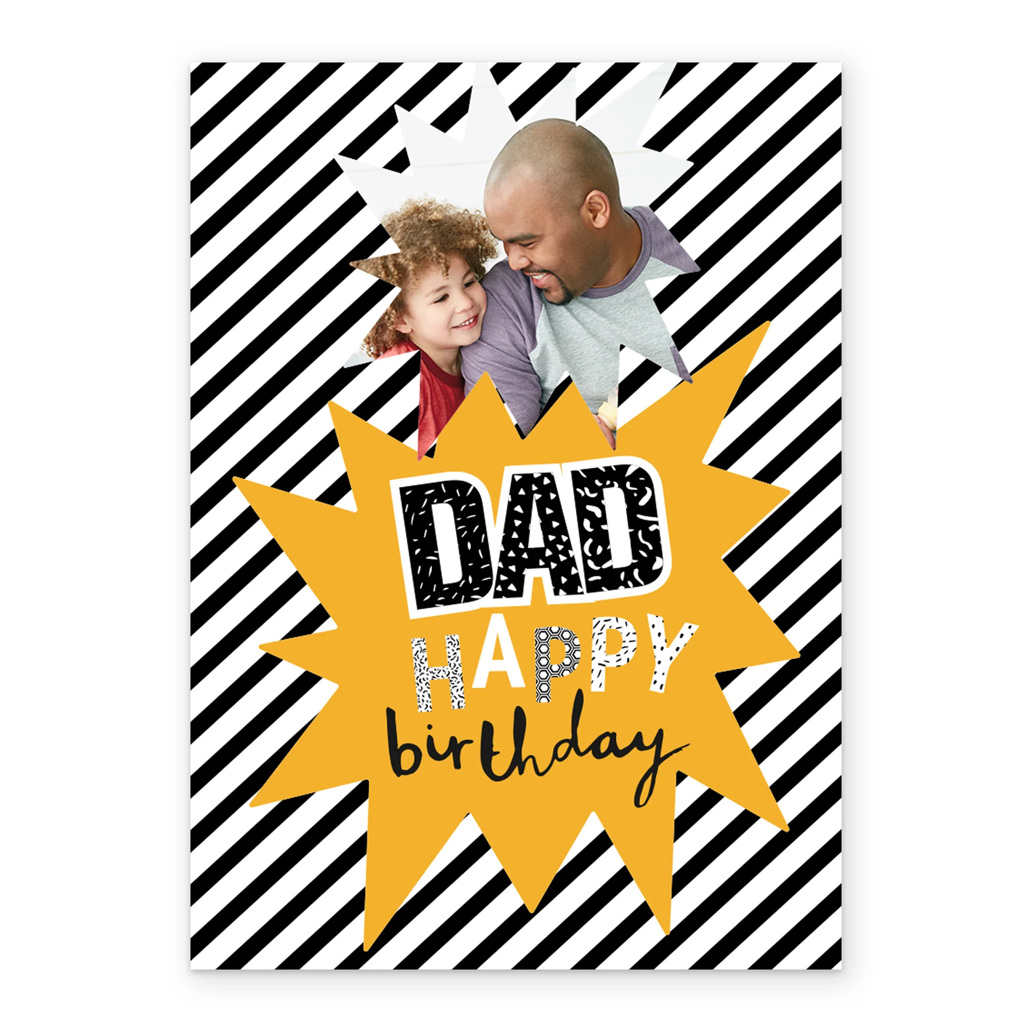 Personalised Stripe Pattern Dad Photo Birthday Card - Image 2