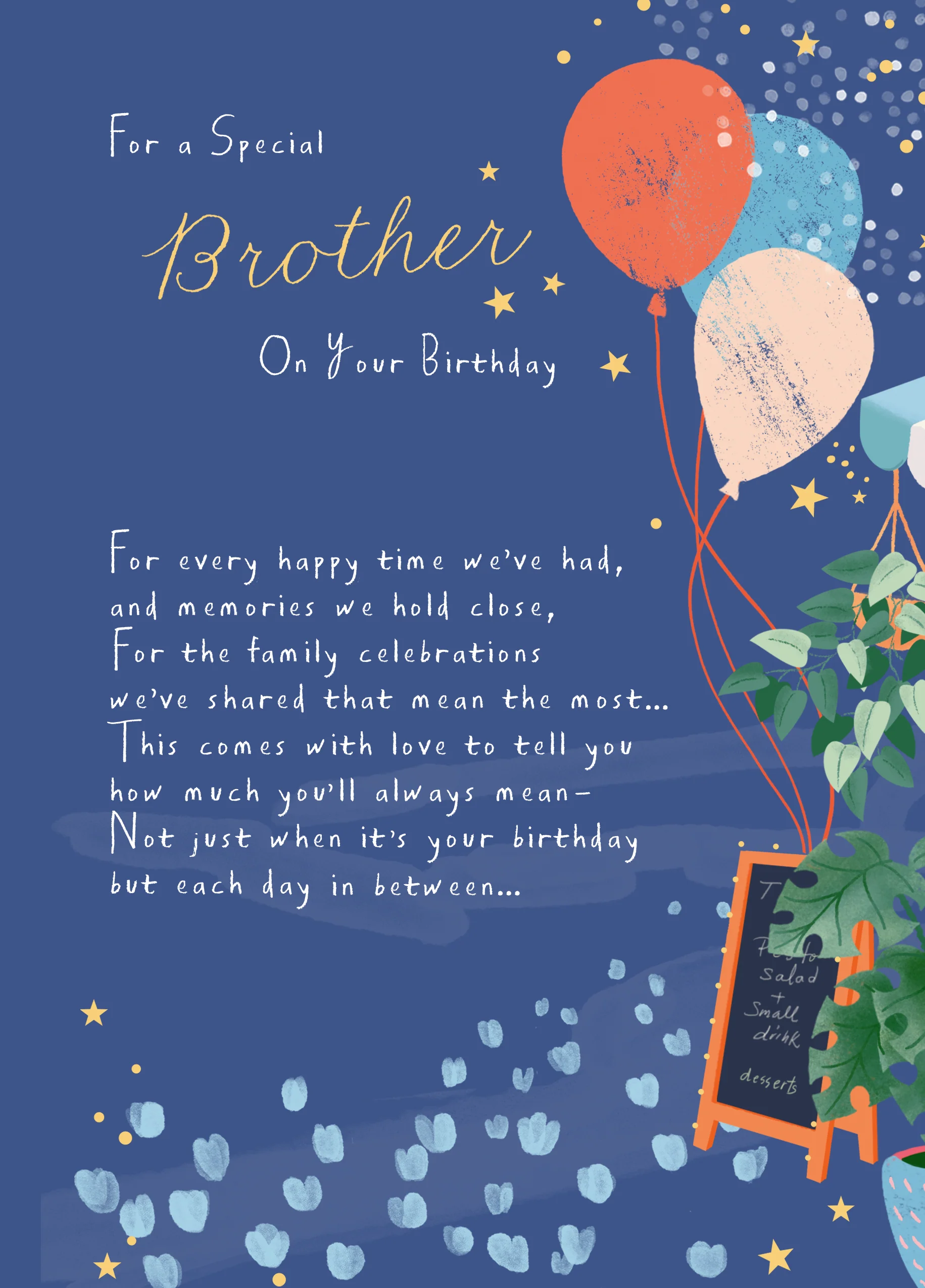 Personalised Sugared Almonds Birthday Card for Brother - Balloon Design