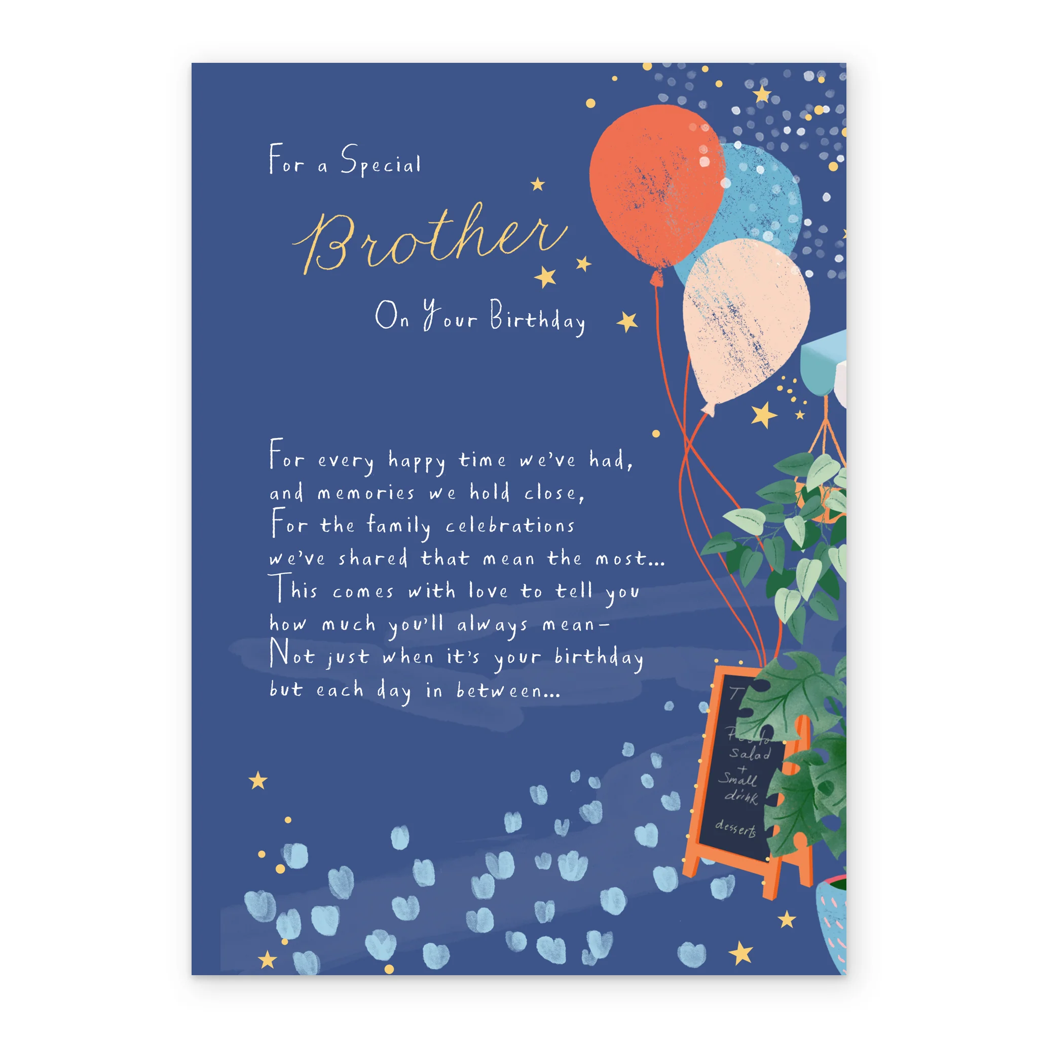 Personalised Sugared Almonds Birthday Card for Brother - Balloon Design - Image 2