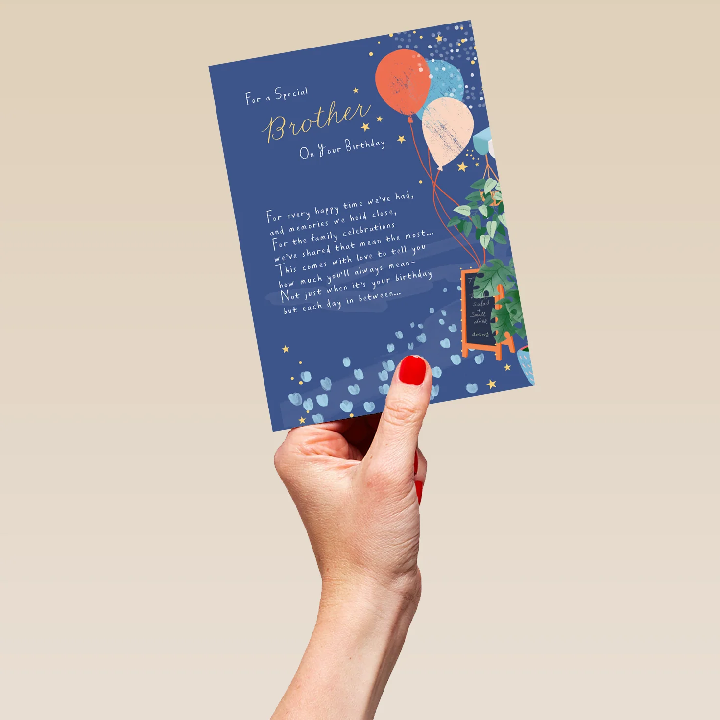 Personalised Sugared Almonds Birthday Card for Brother - Balloon Design - Image 5
