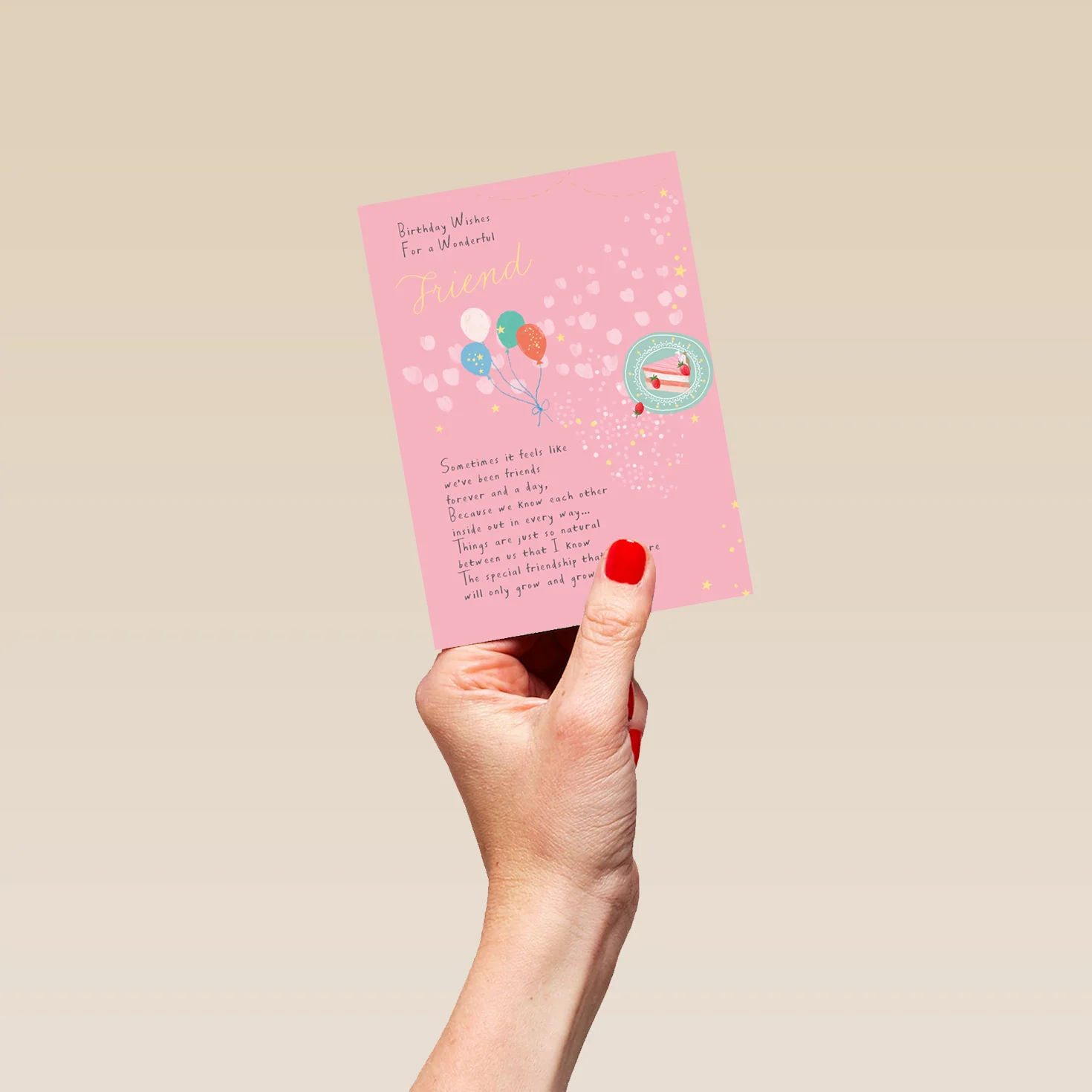 Personalised Sugared Almonds Birthday Card for Friend - Cake Slice Design - Image 4