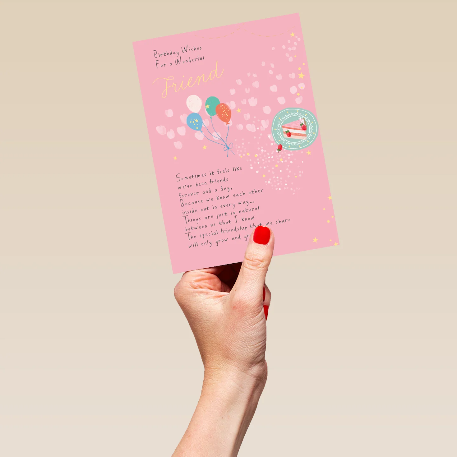 Personalised Sugared Almonds Birthday Card for Friend - Cake Slice Design - Image 5