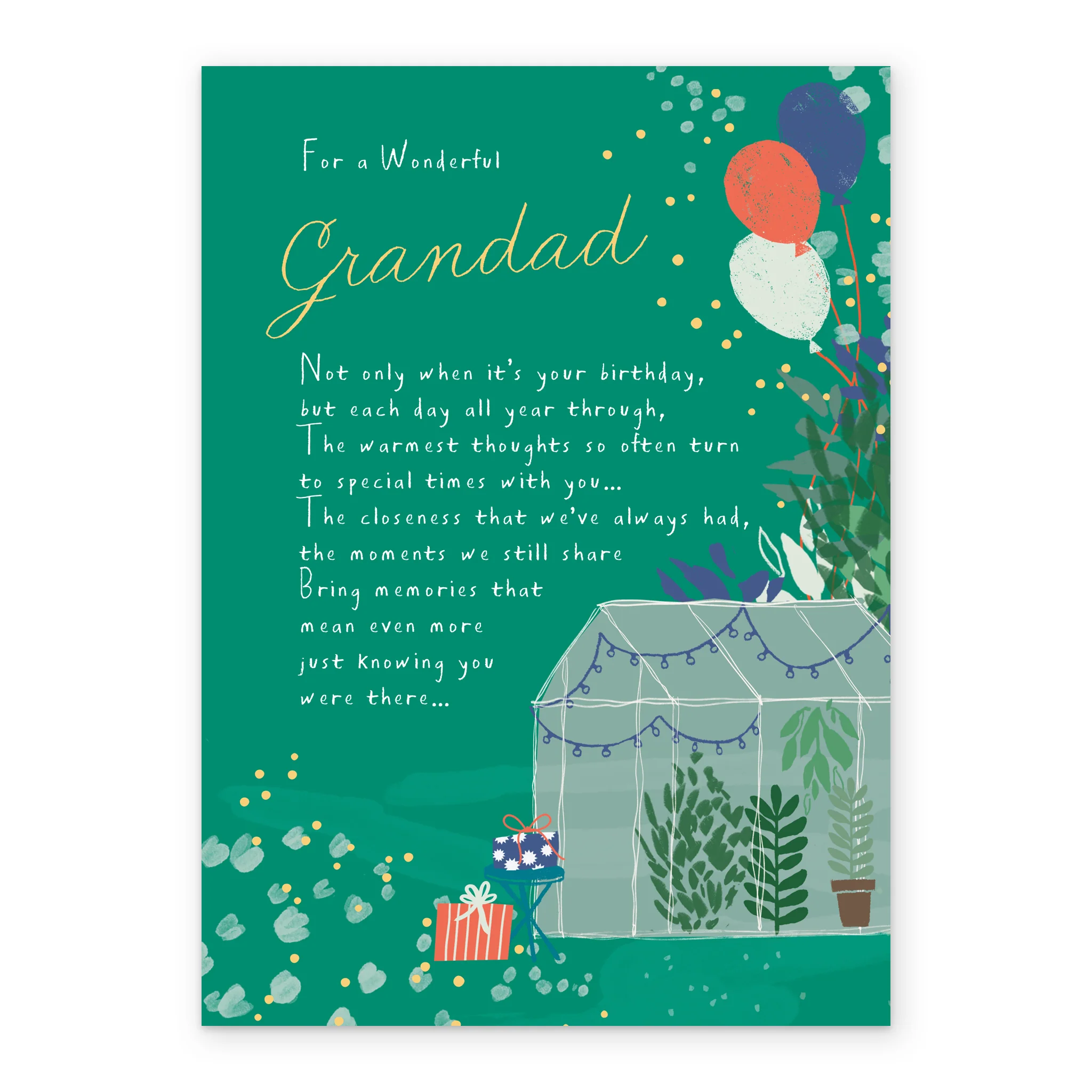 Personalised Sugared Almonds Birthday Card for Grandad - Greenhouse Design - Image 2