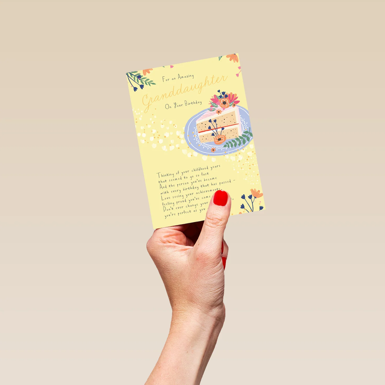 Personalised Sugared Almonds Birthday Card for Granddaughter - Cake Design - Image 4