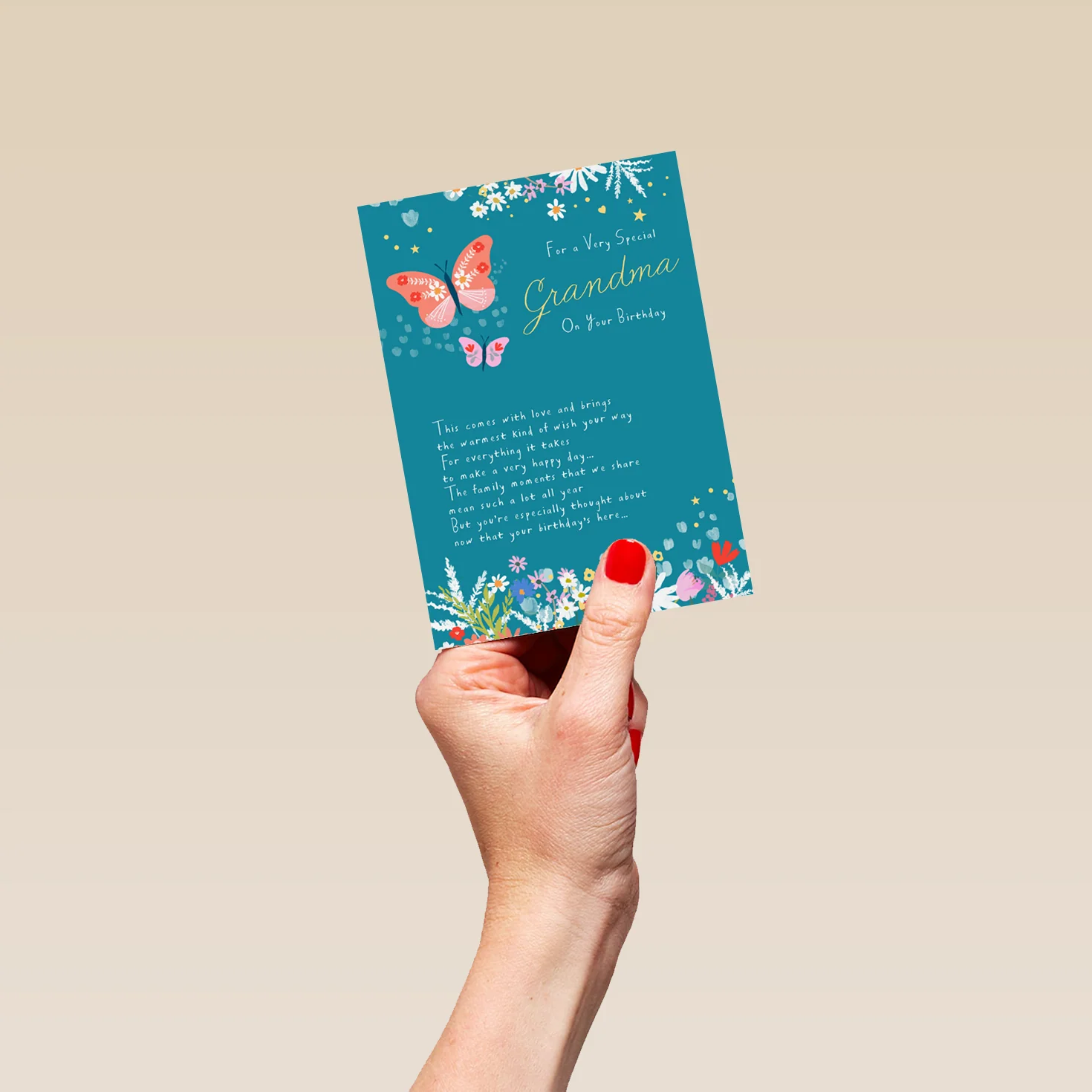 Personalised Sugared Almonds Birthday Card for Grandma - Butterfly Design - Image 4