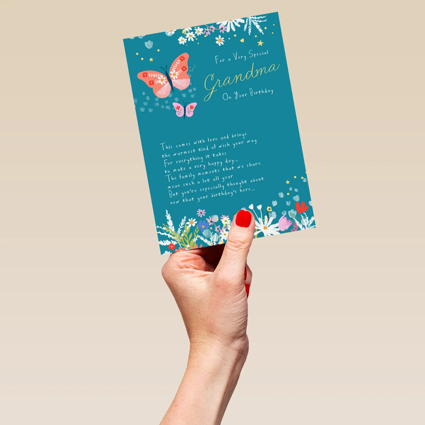Personalised Sugared Almonds Birthday Card for Grandma - Butterfly Design - Image 5