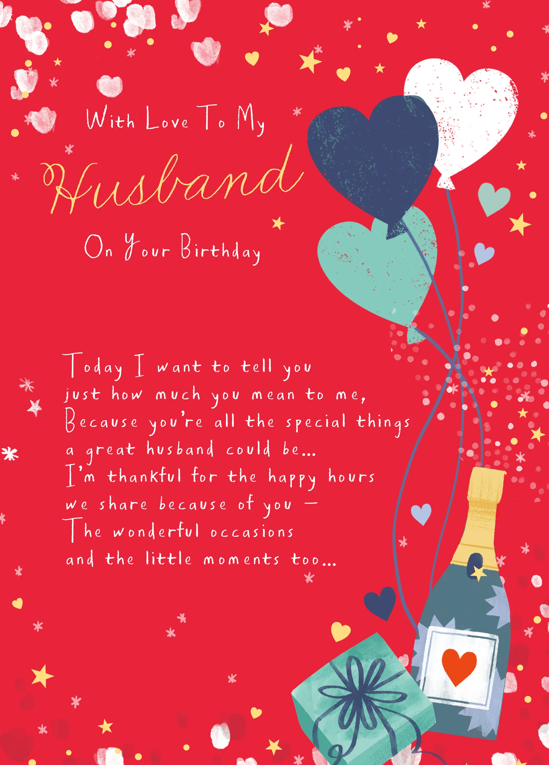 Personalised Sugared Almonds Birthday Card for Husband - Champagne Design