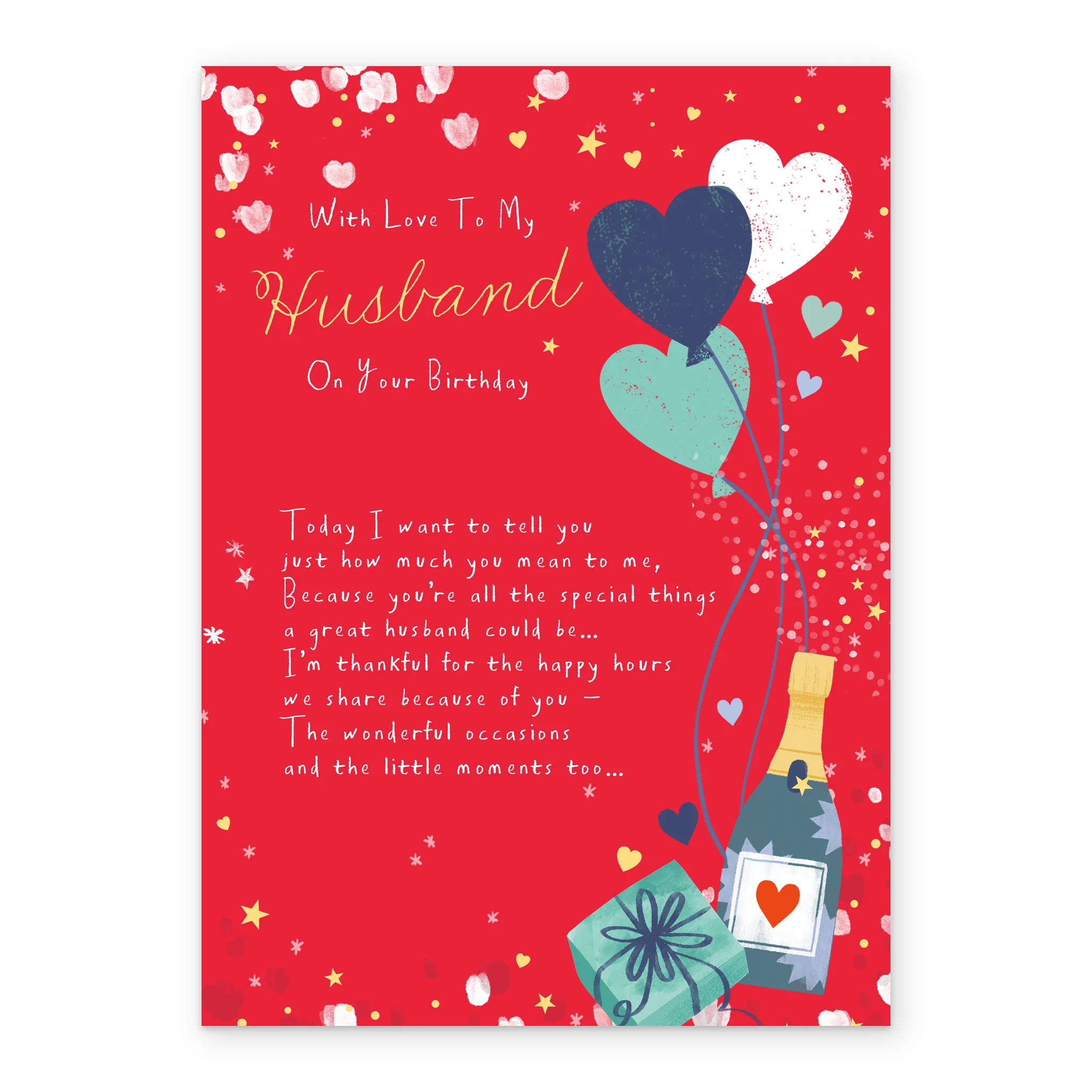 Personalised Sugared Almonds Birthday Card for Husband - Champagne Design - Image 2