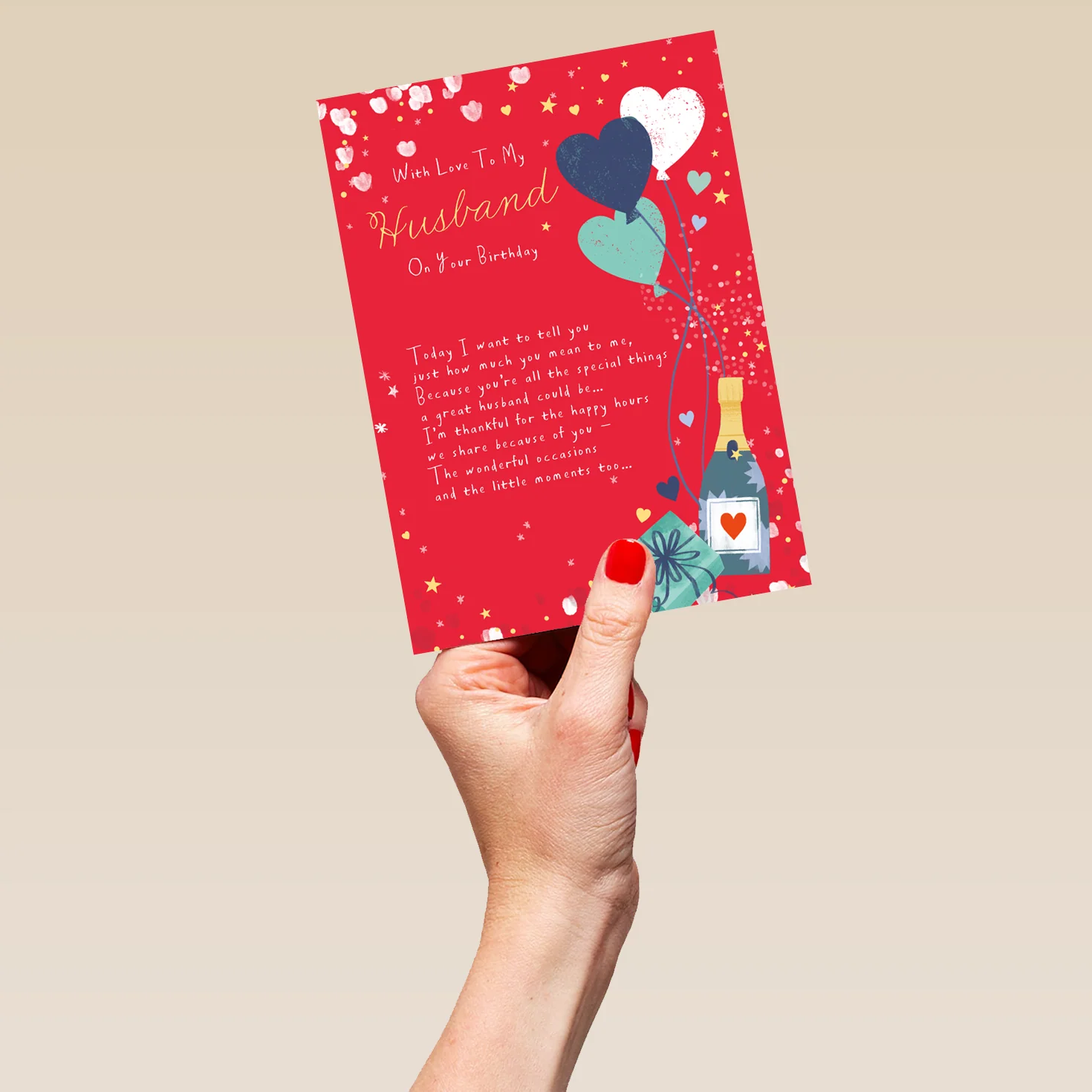 Personalised Sugared Almonds Birthday Card for Husband - Champagne Design - Image 5