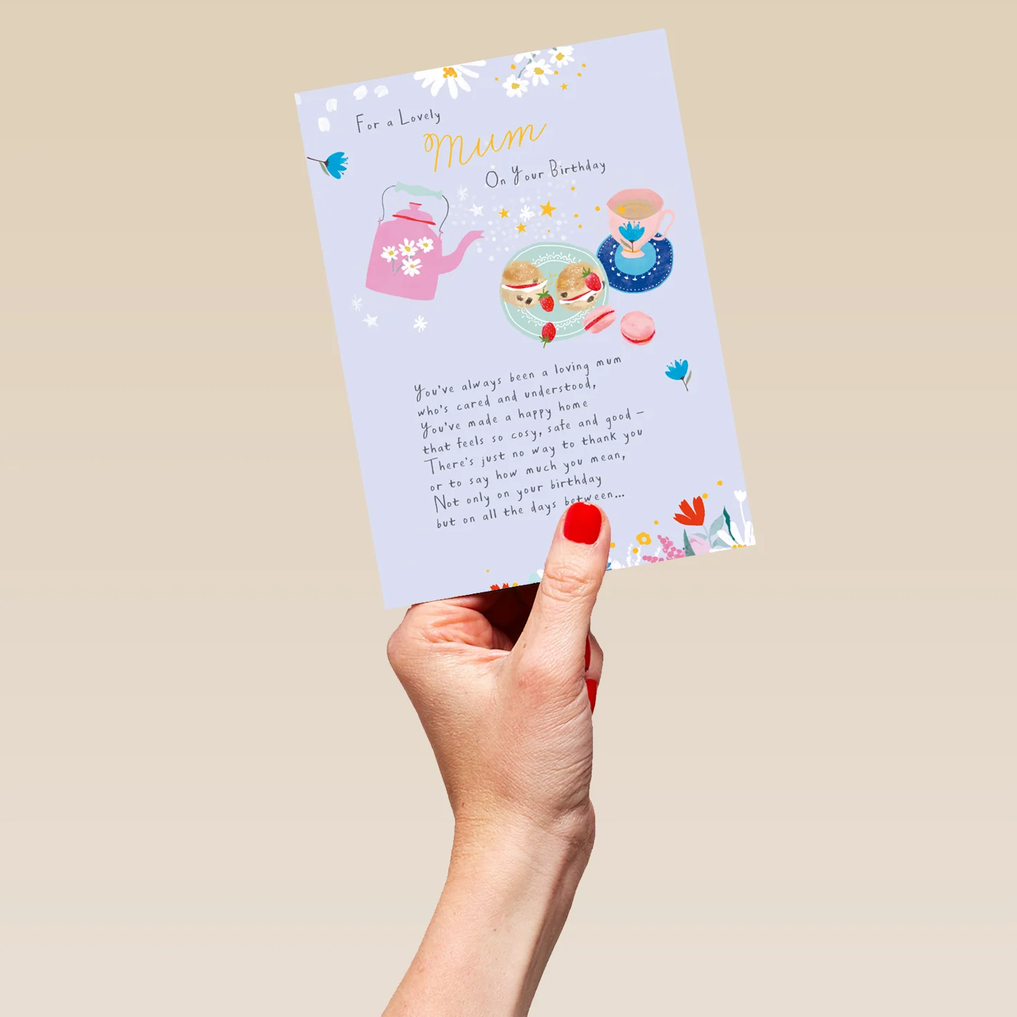 Personalised Sugared Almonds Birthday Card for Mum - Afternoon Tea Design - Image 5
