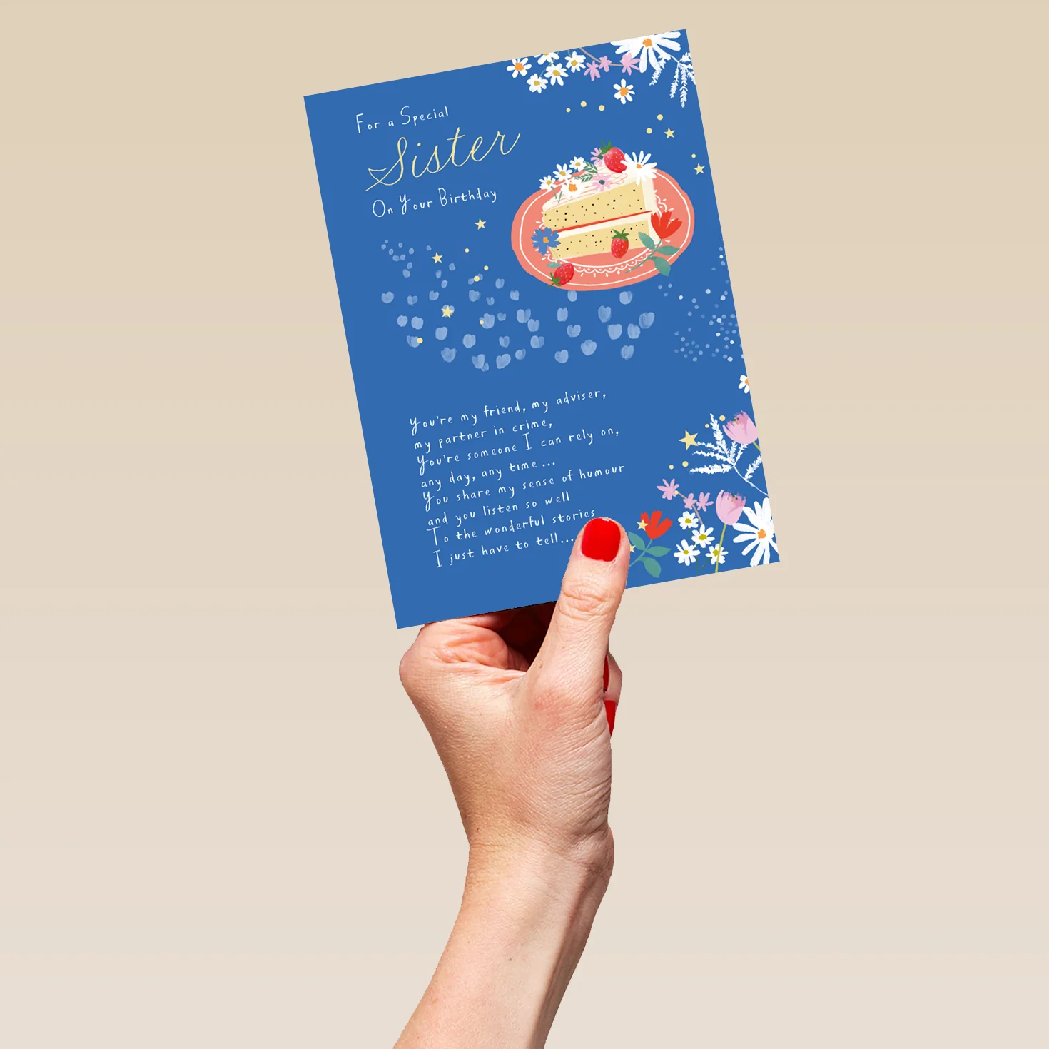 Personalised Sugared Almonds Birthday Card for Sister - Cake Slice Design - Image 5