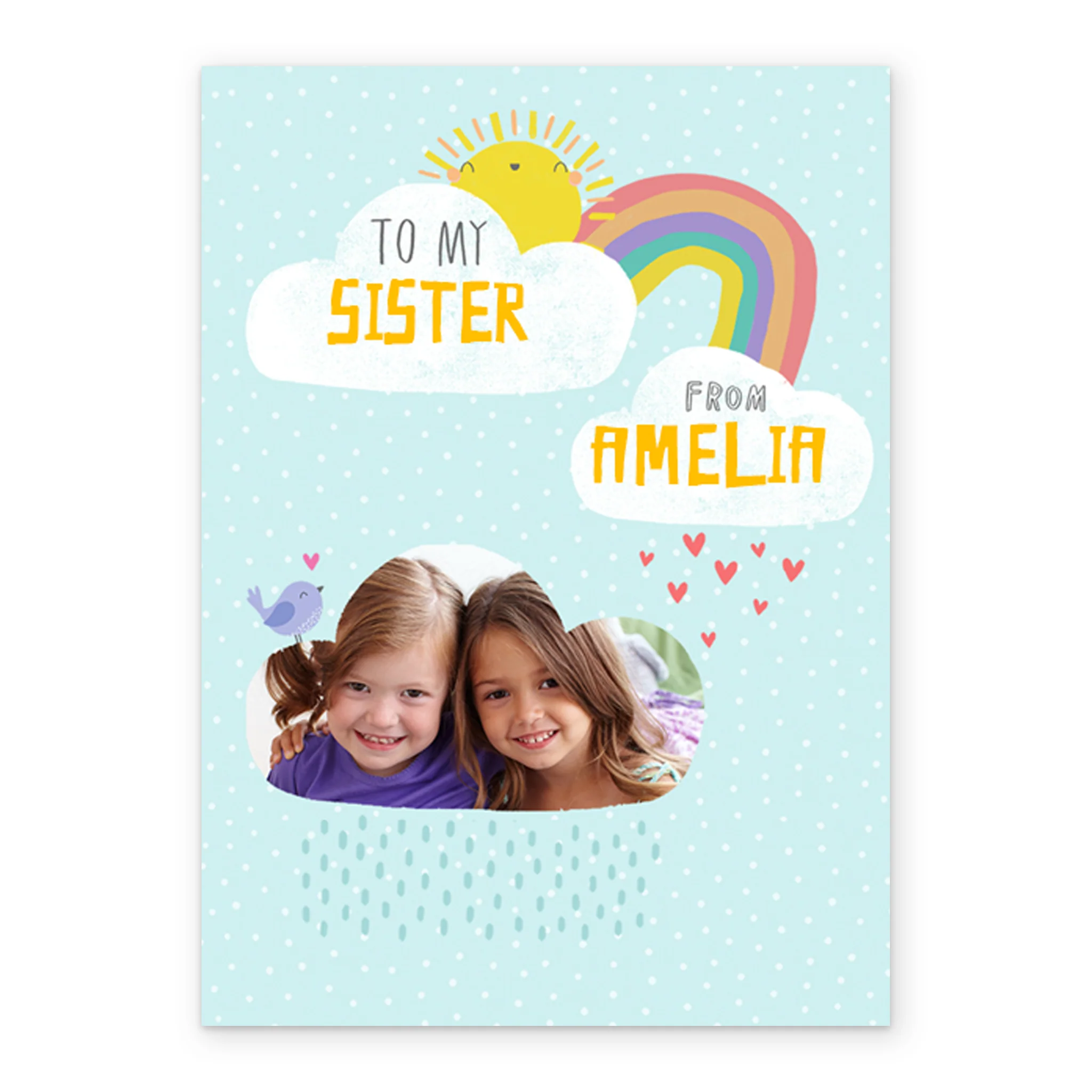 Personalised Sunshine & Rainbows Photo Card For Sister - Image 2