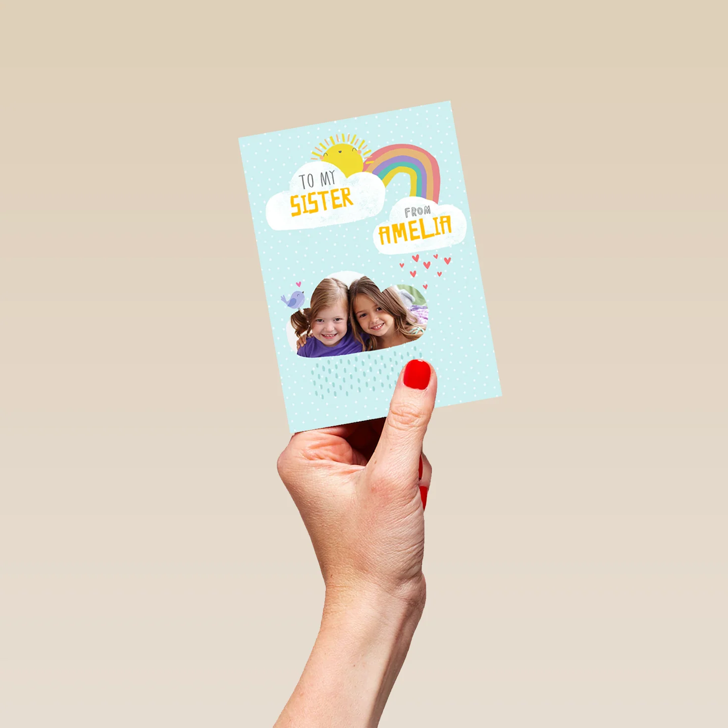 Personalised Sunshine & Rainbows Photo Card For Sister - Image 4