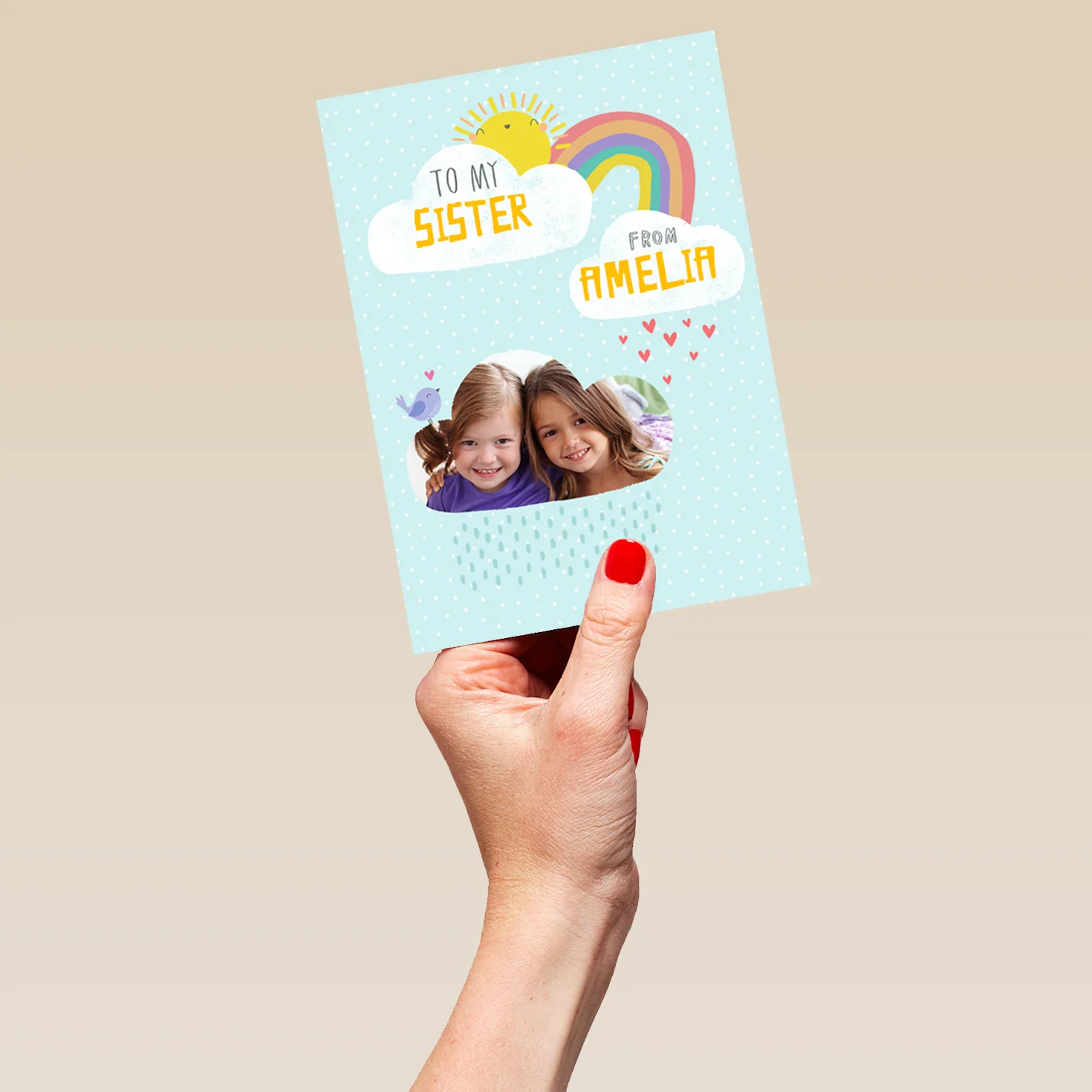 Personalised Sunshine & Rainbows Photo Card For Sister - Image 5