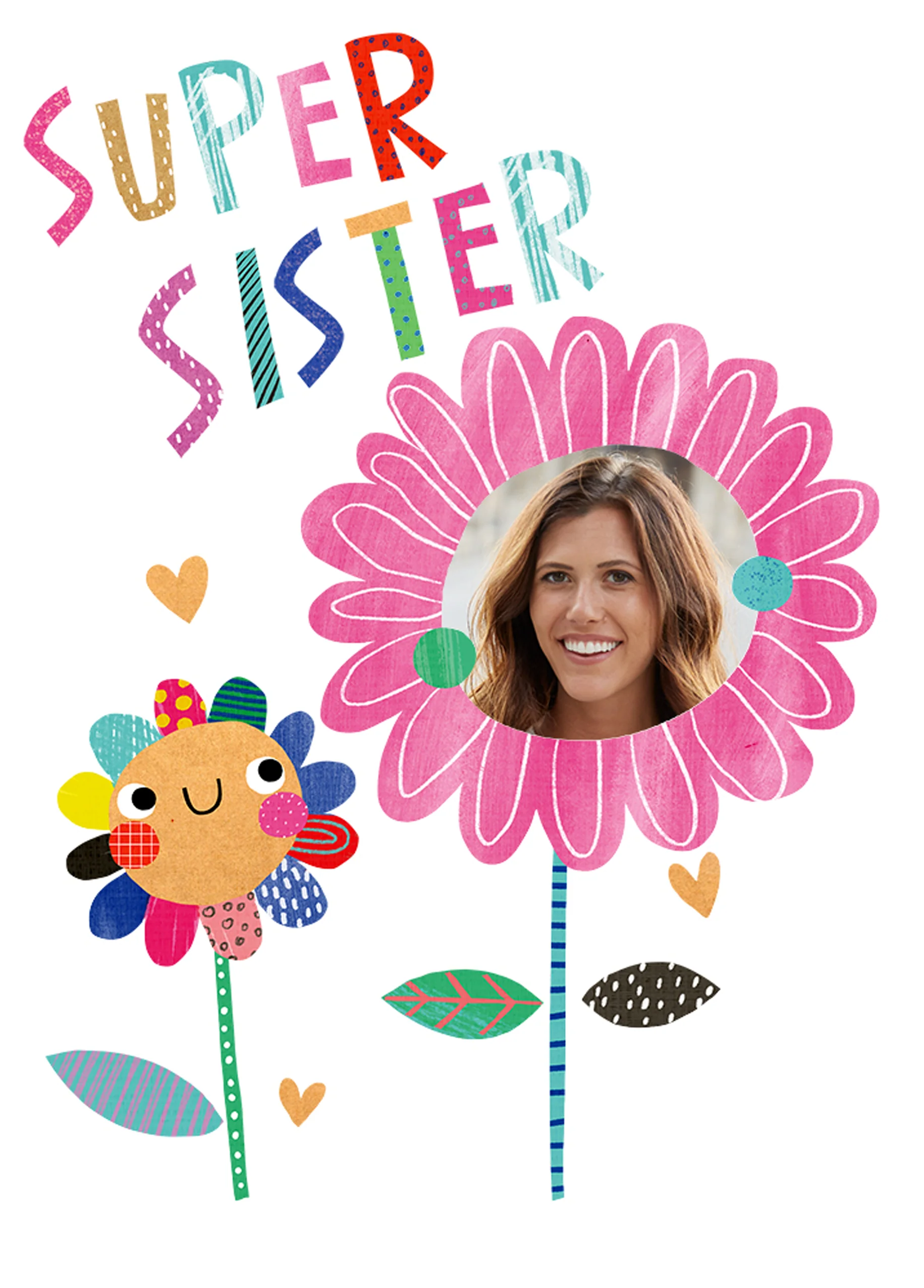 Personalised Super Flower Photo Card For Sister