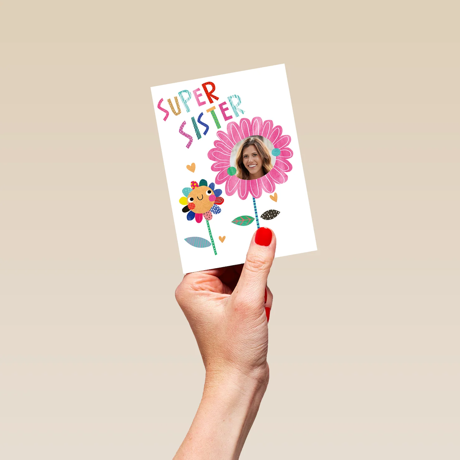Personalised Super Flower Photo Card For Sister - Image 4