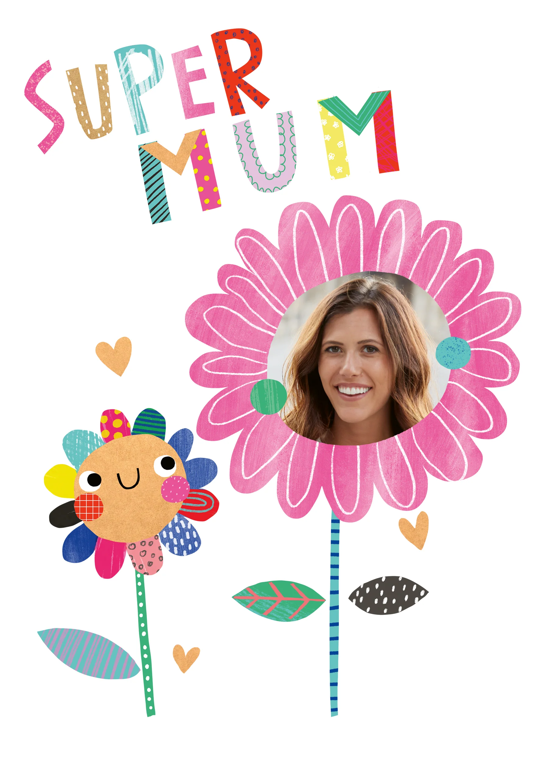 Personalised Super Mum Flowers Mother's Day Photo Upload Card