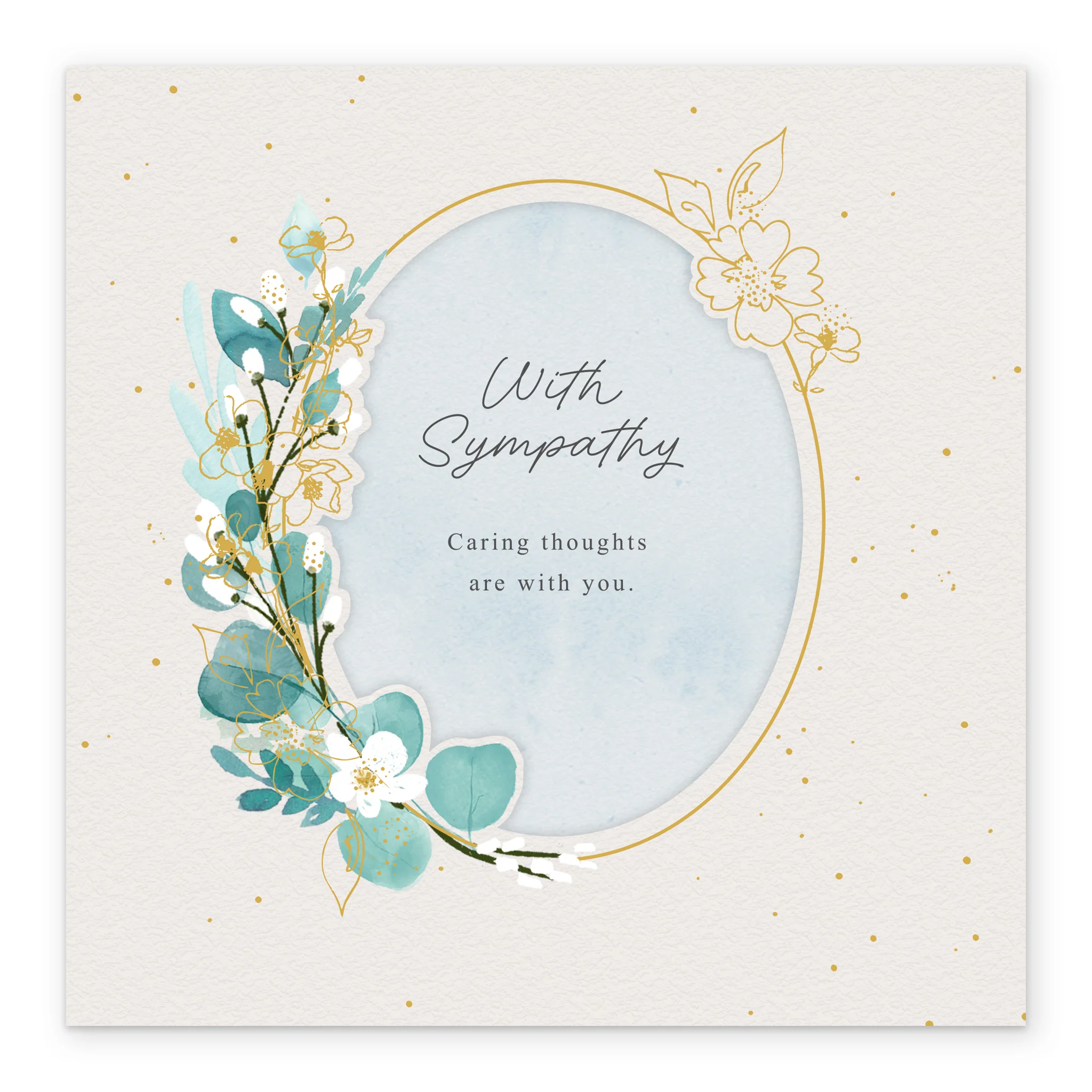 Personalised Sympathy Card - Watercolour Oval Frame with Flowers - Image 2