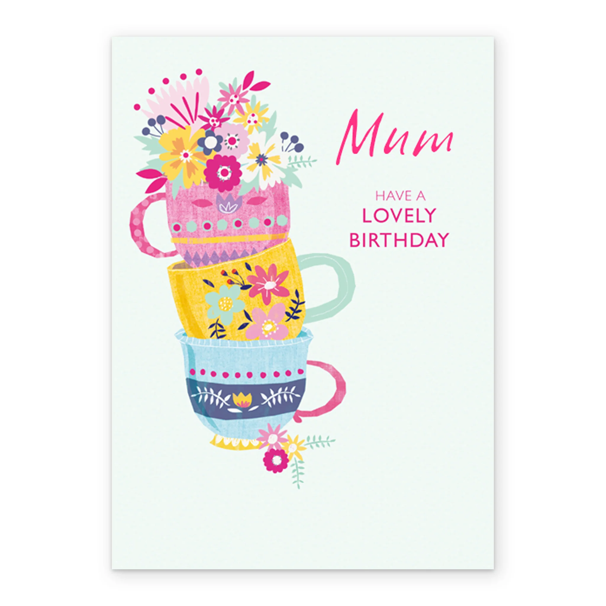 Personalised Tea Cups & Flowers Birthday Card For Mum - Image 2