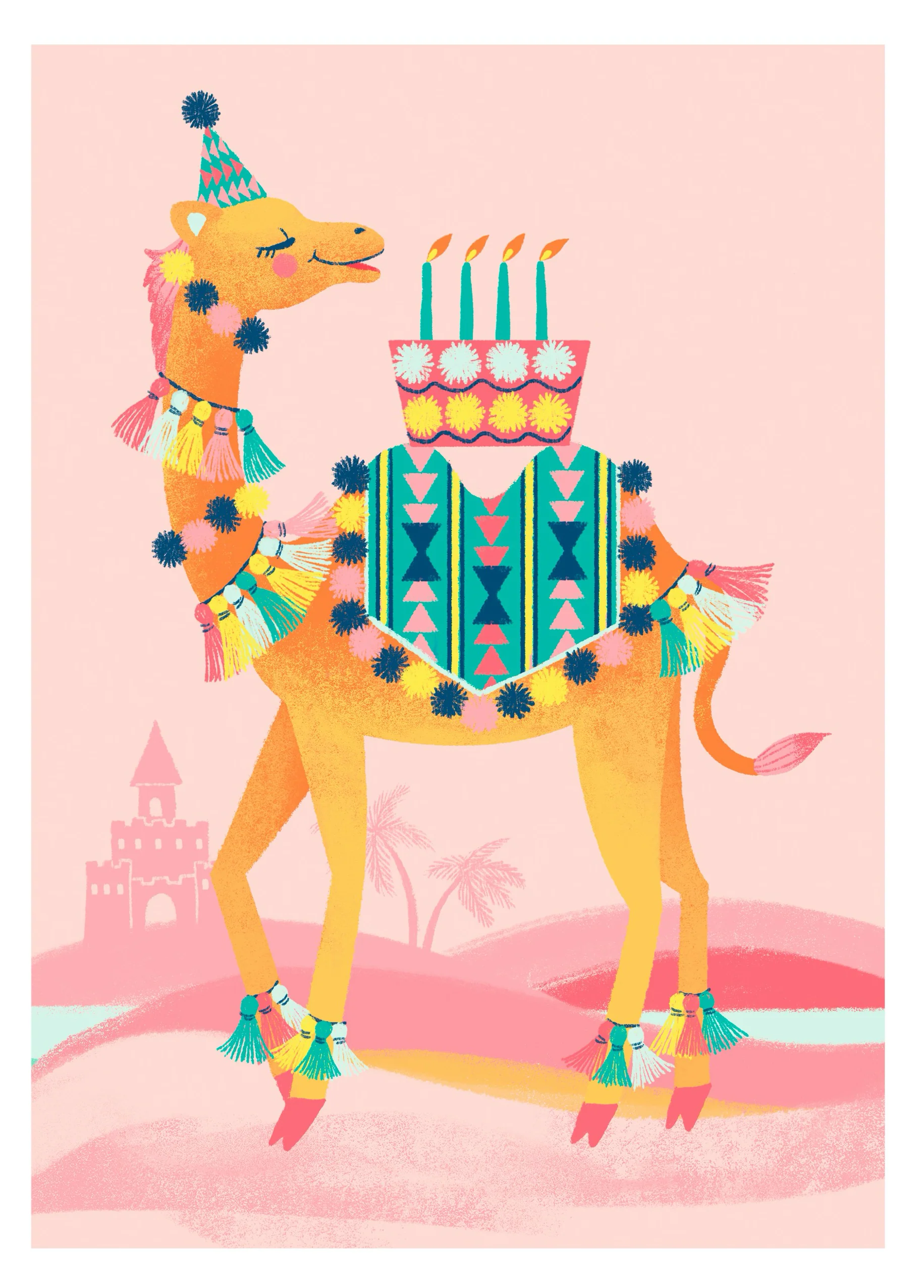 Personalised Teenage Girl Camel & Cake Card