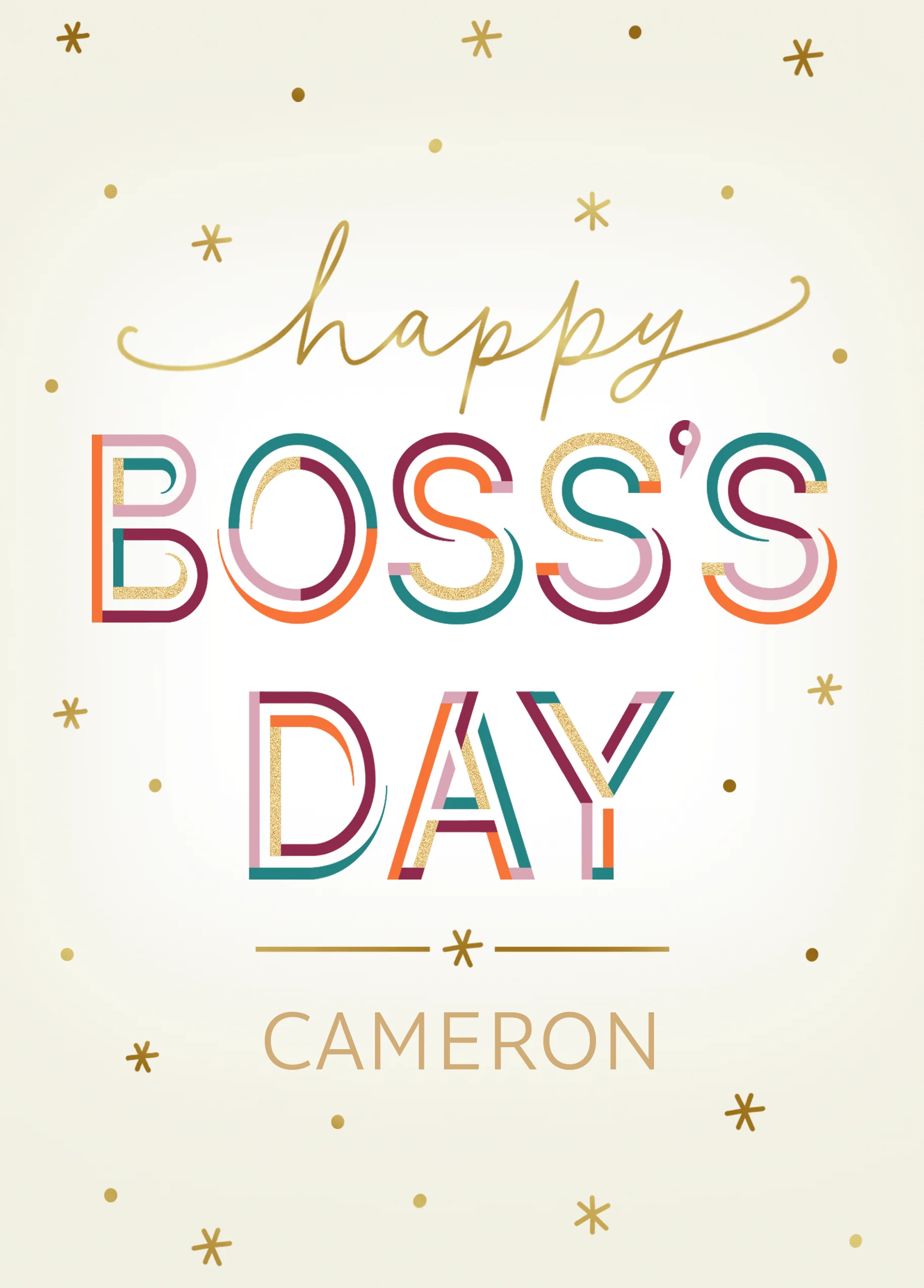 Personalised Text Led 'Happy Boss's Day' Card