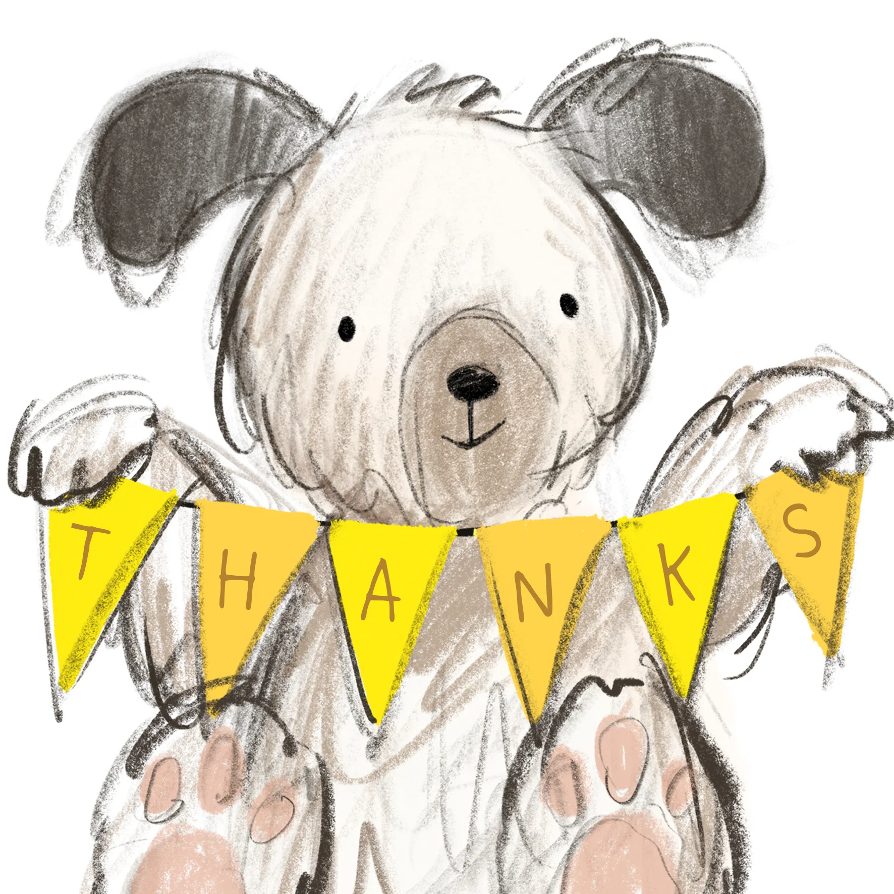 Personalised Thank You Card - Cute Illustrated Dog with Bunting Design
