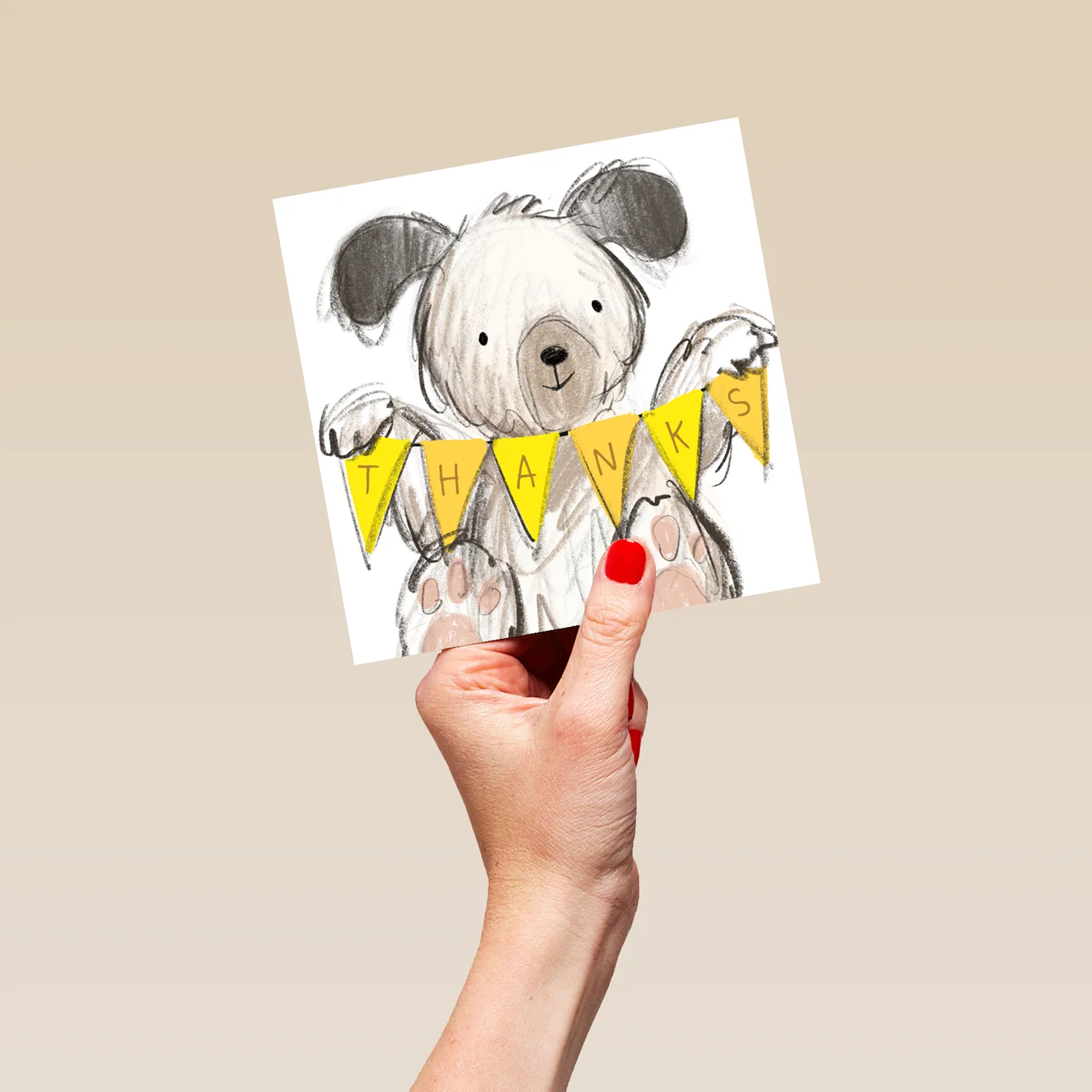 Personalised Thank You Card - Cute Illustrated Dog with Bunting Design - Image 5