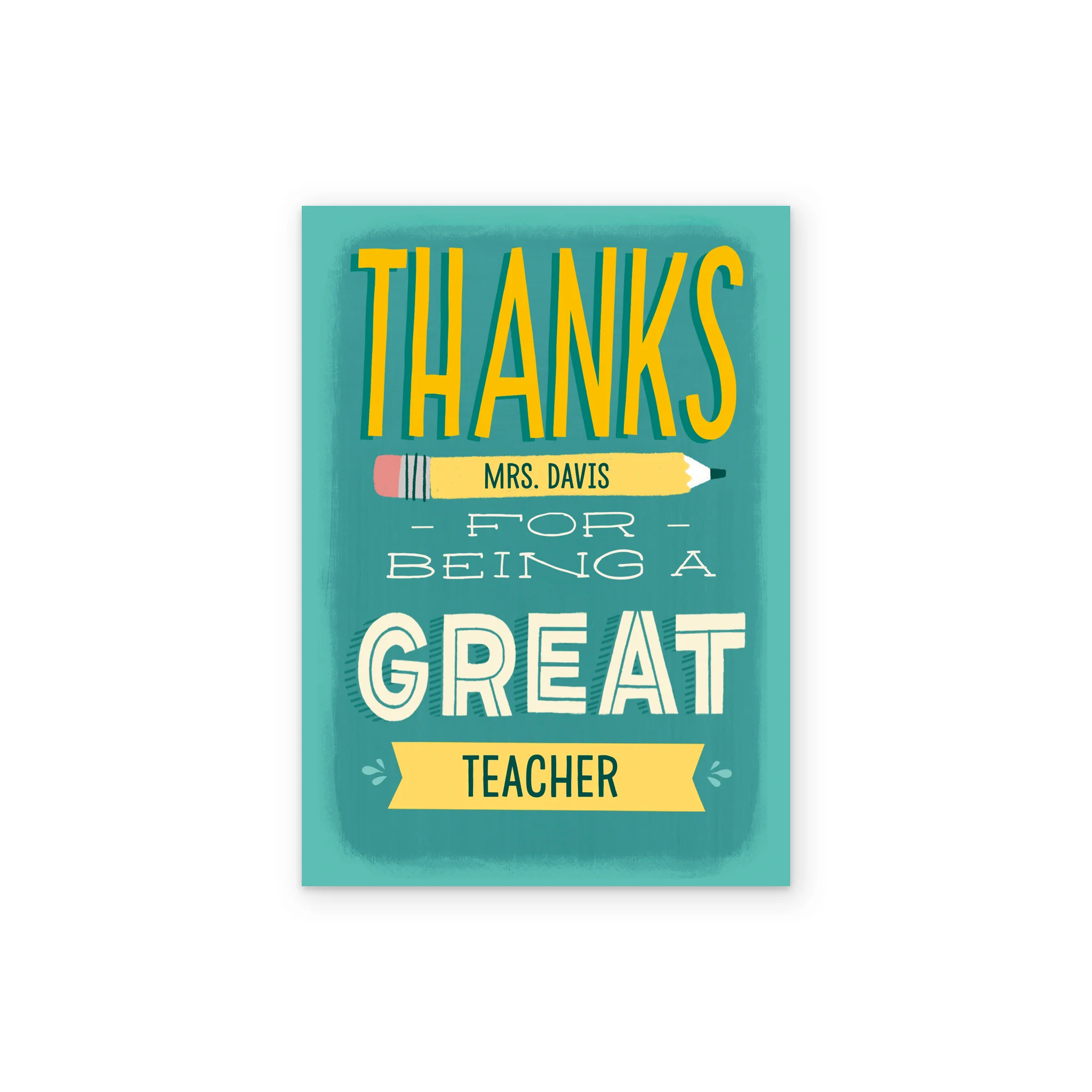Personalised Thank You, Teacher Colourful Text Led Card - Image 2