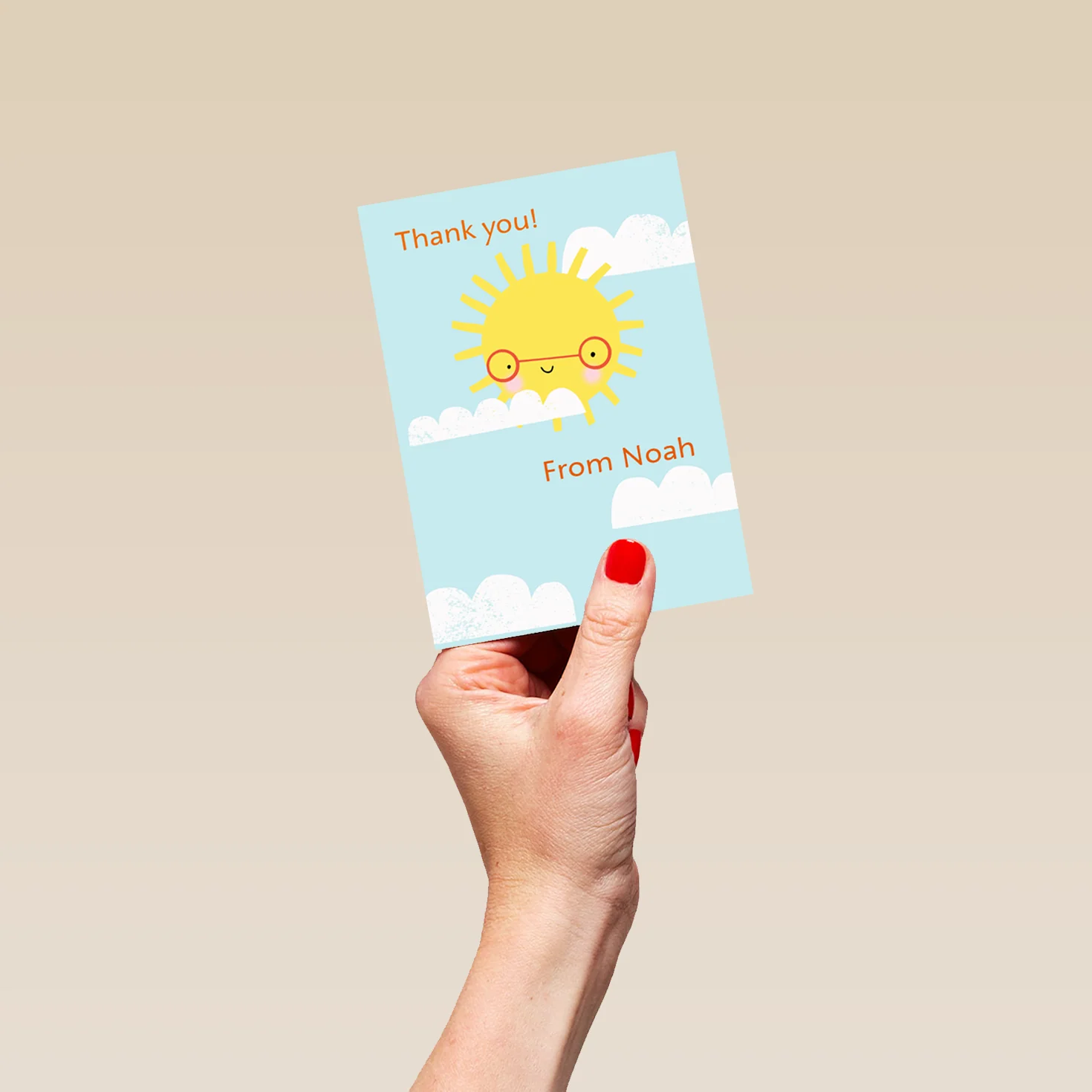 Personalised Thank You Teacher Cute Sun Clouds & Sky Card - Image 4