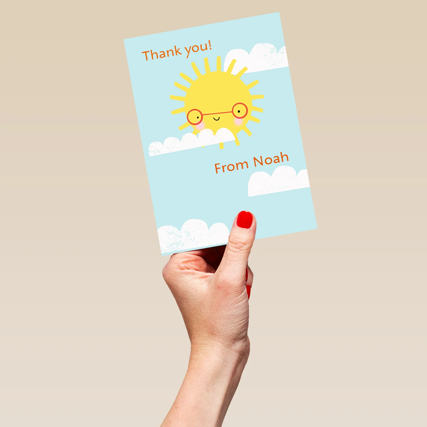 Personalised Thank You Teacher Cute Sun Clouds & Sky Card - Image 5