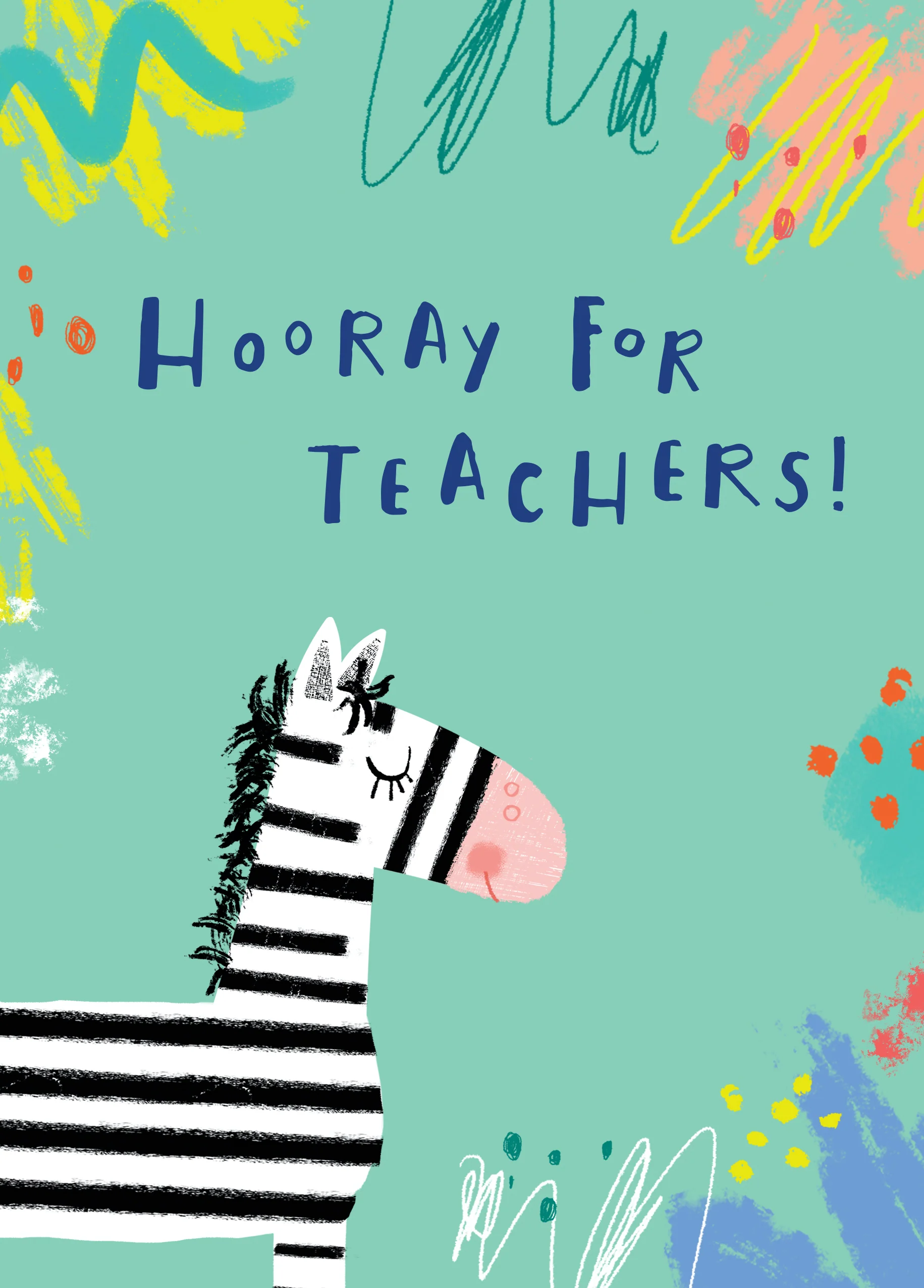 Personalised Thank You Teacher Cute Zebra Hooray Card