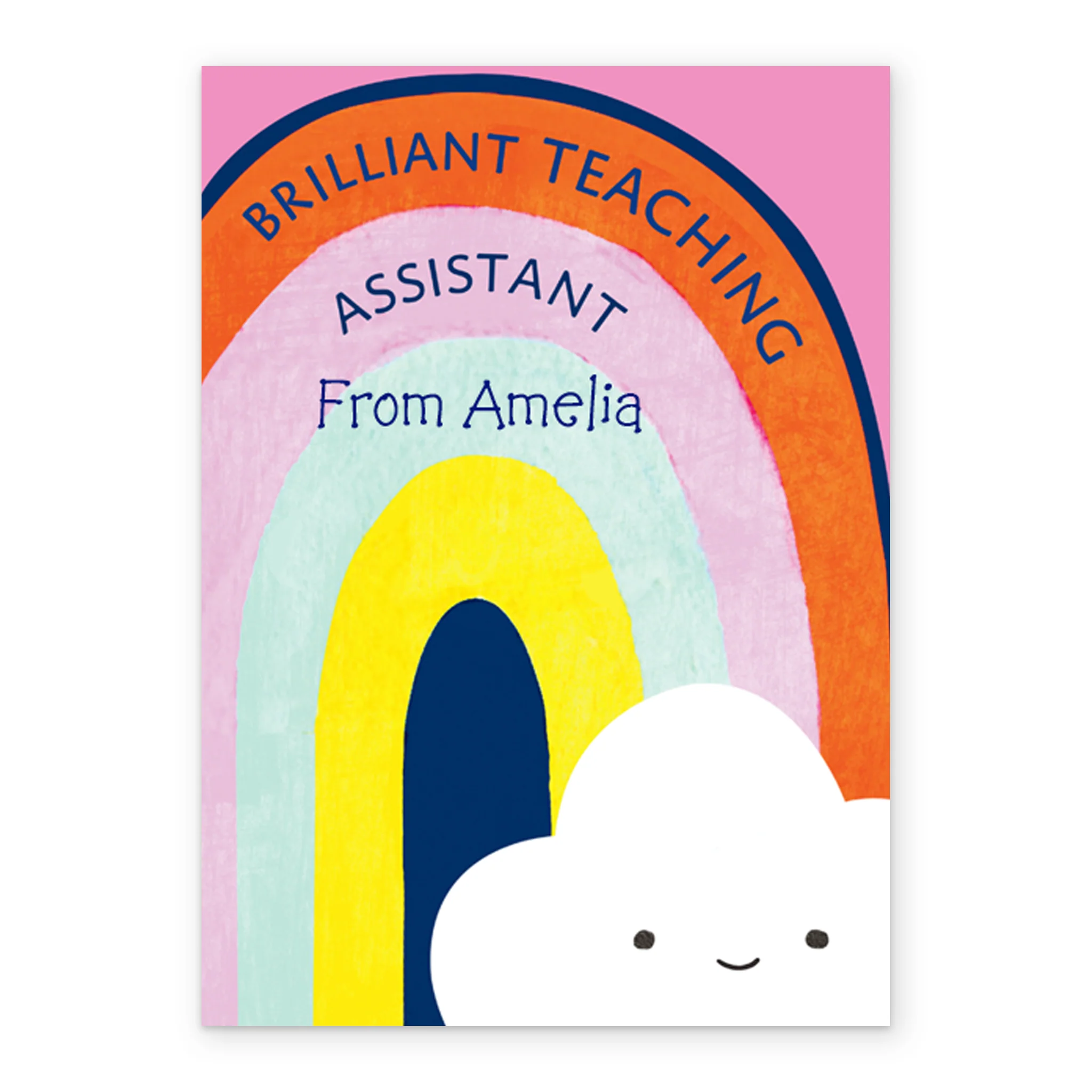 Personalised Thank You Teaching Assistant Rainbow and Star Card - Image 2