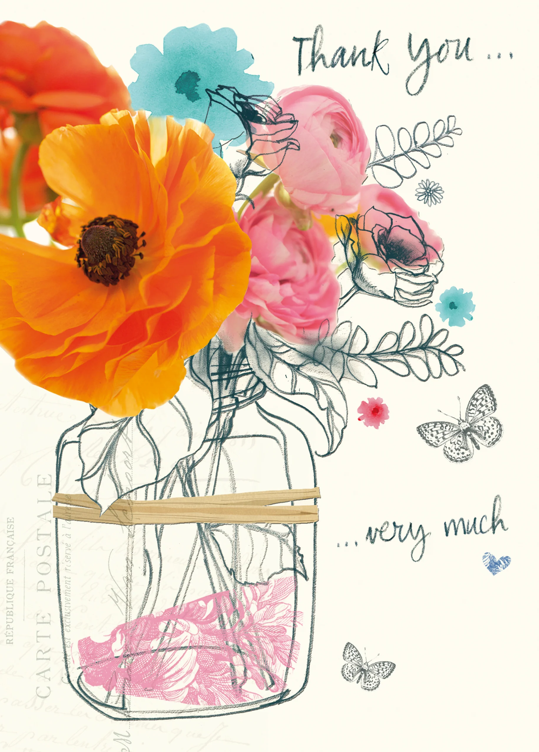 Personalised Thank You Very Much Poppies Card