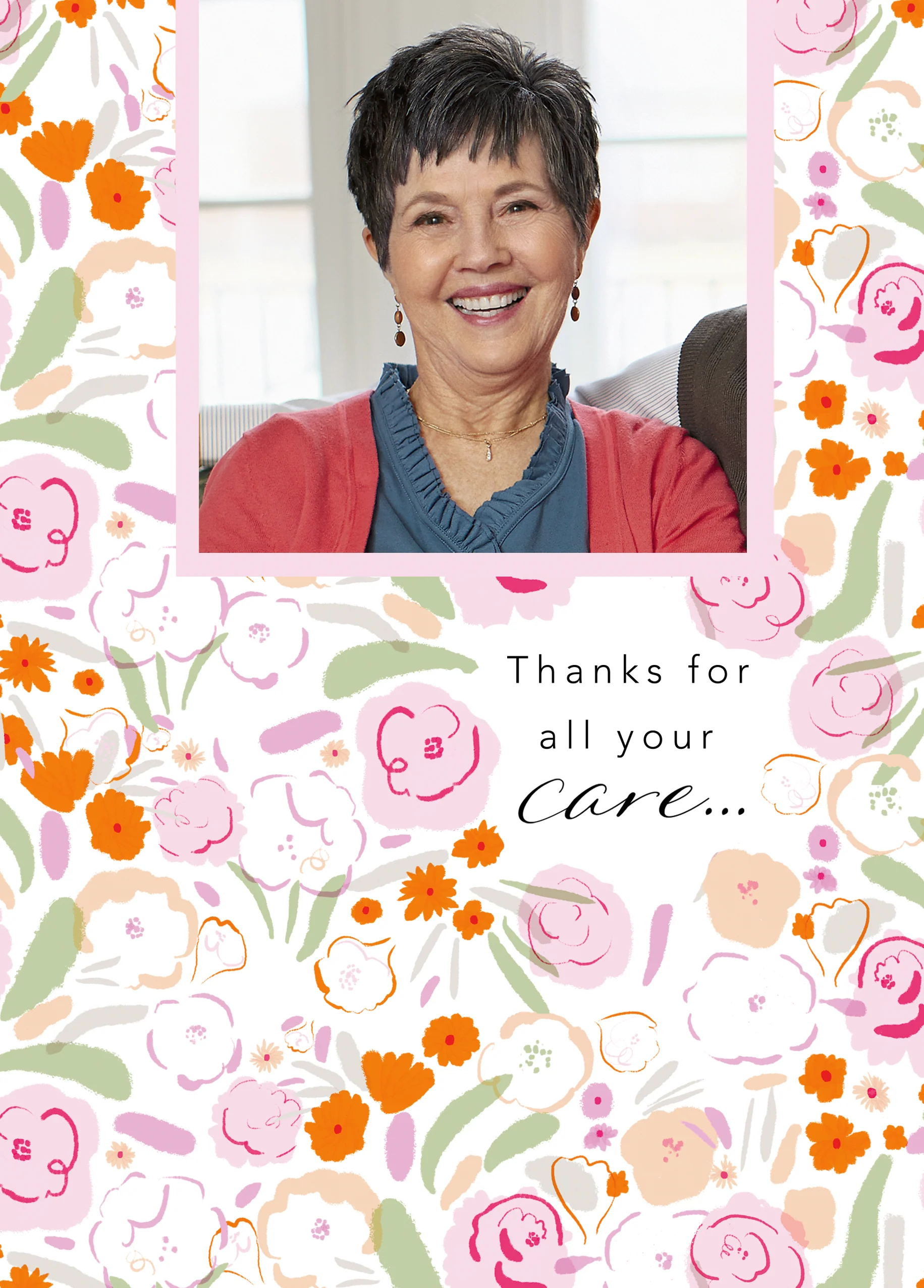 Personalised Thanks For All Your Care Flowers Mother's Day Photo Upload Card