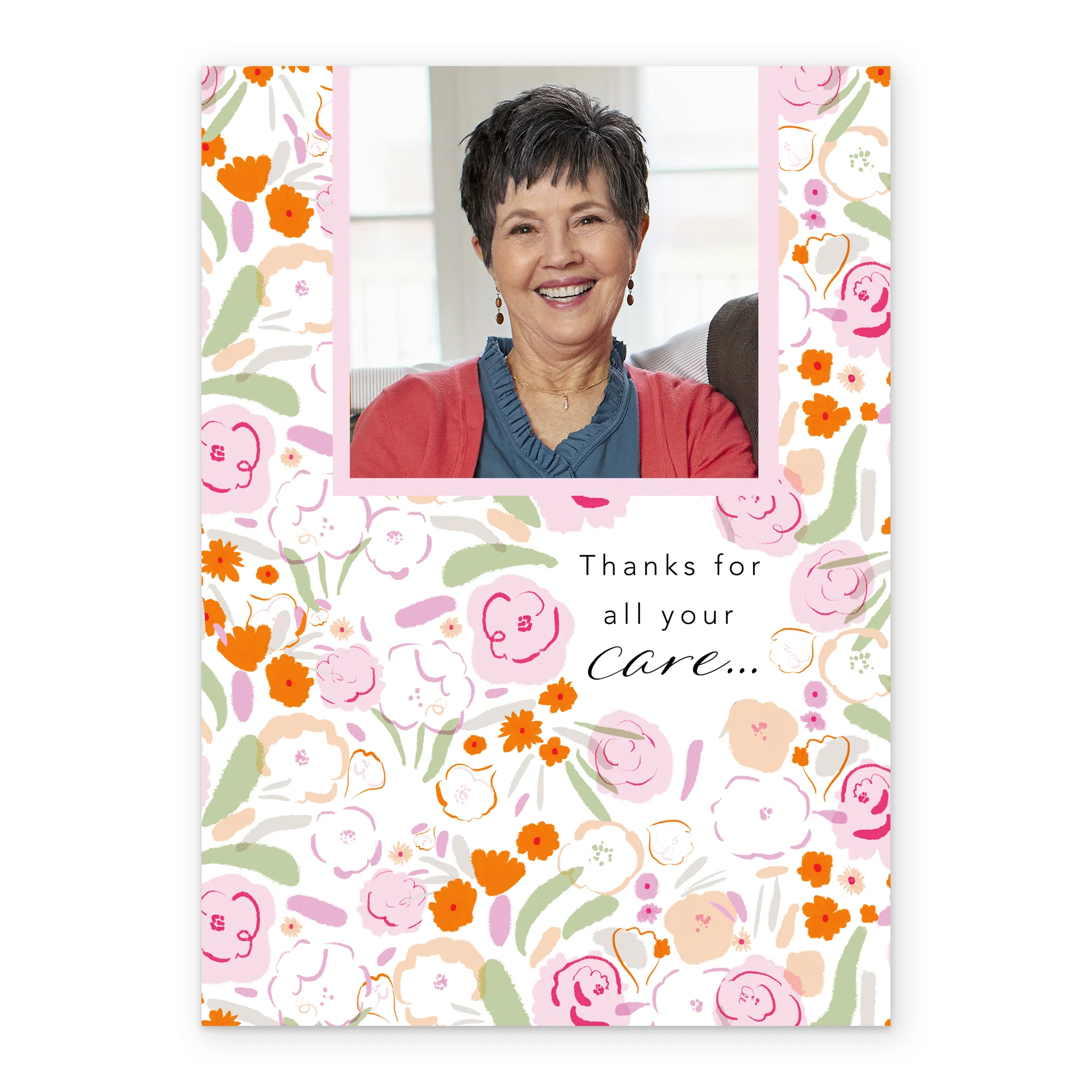 Personalised Thanks For All Your Care Flowers Mother's Day Photo Upload Card - Image 2