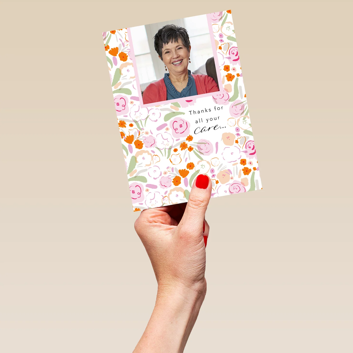 Personalised Thanks For All Your Care Flowers Mother's Day Photo Upload Card - Image 5